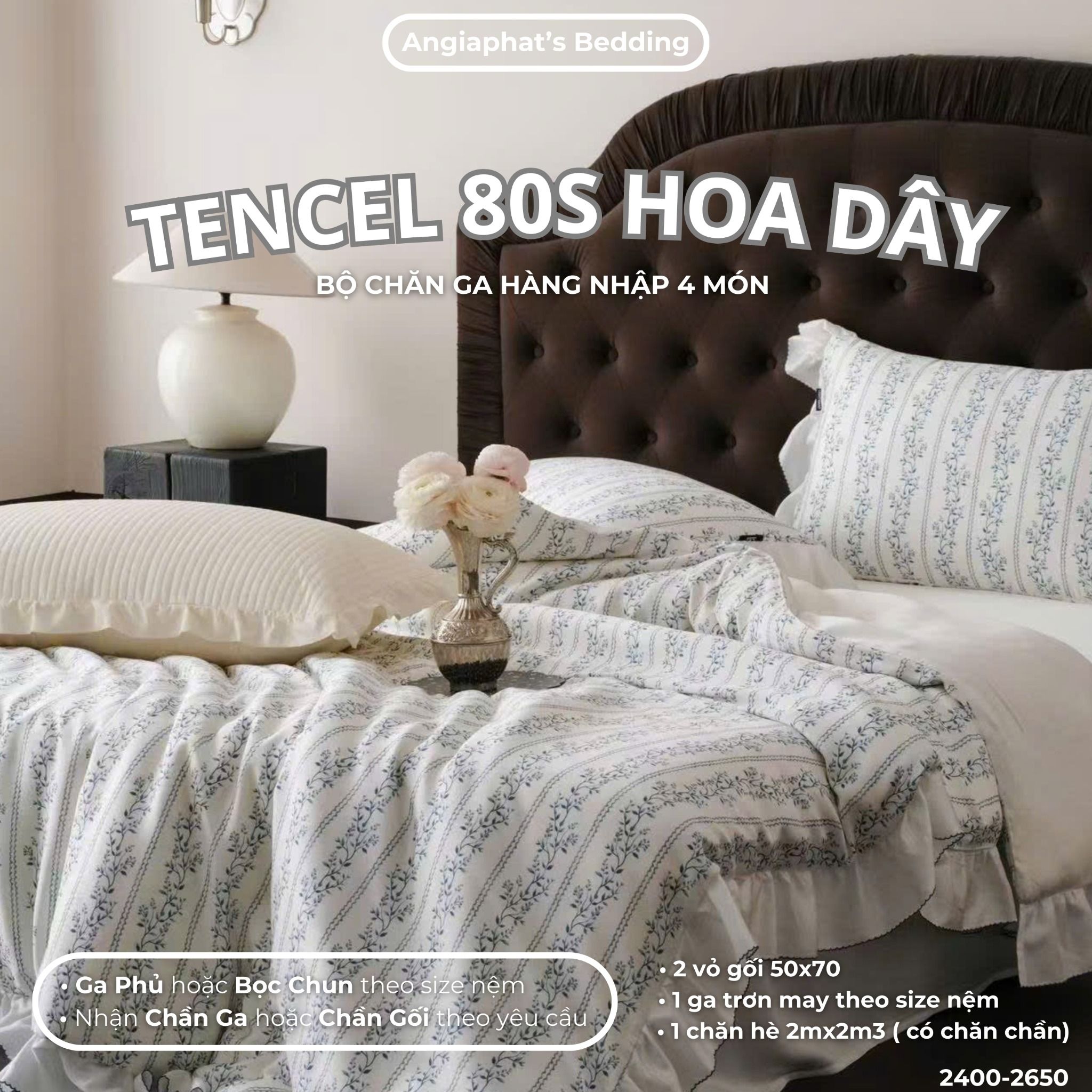 Set Chăn Ga Tencel 80S - HOA DÂY