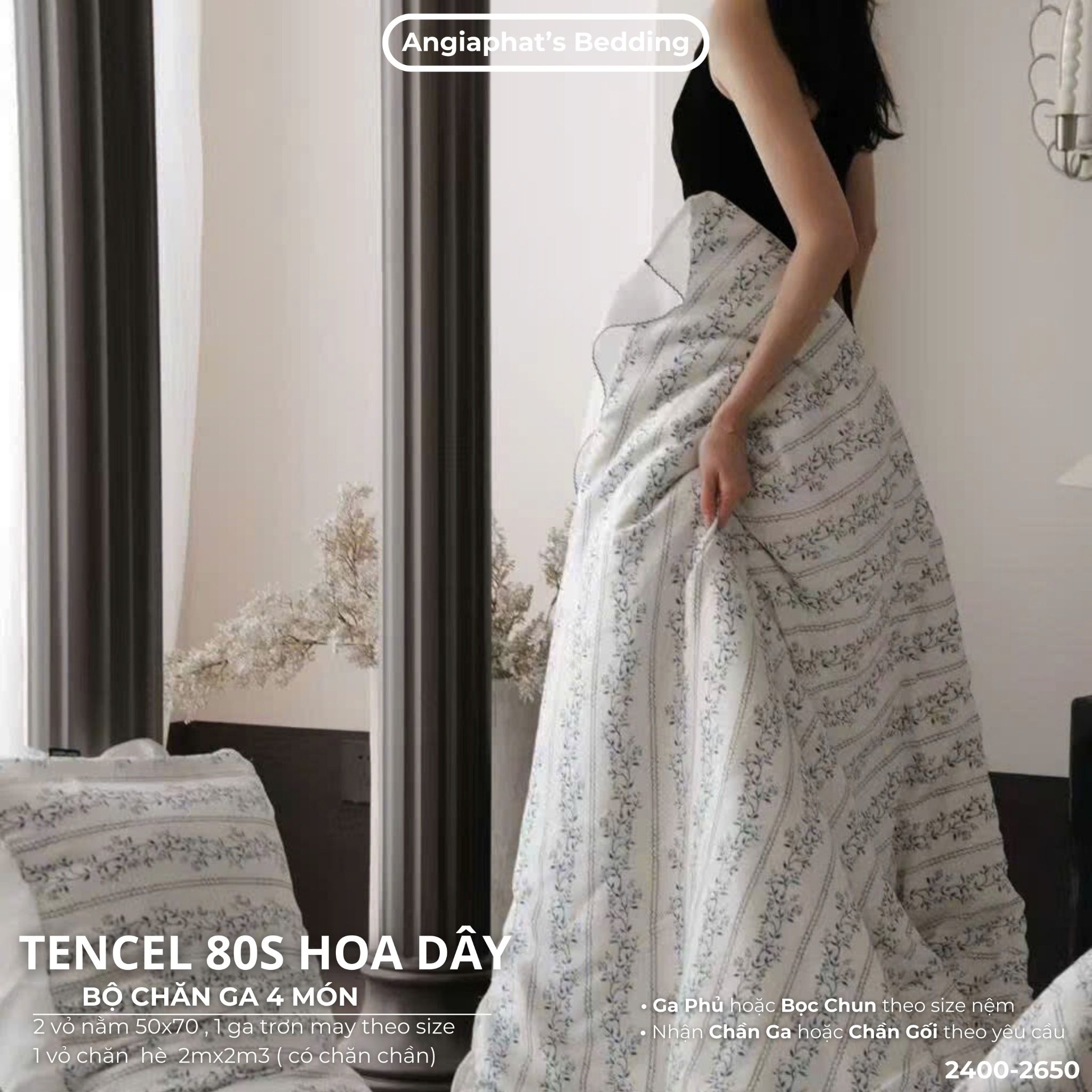 Set Chăn Ga Tencel 80S - HOA DÂY