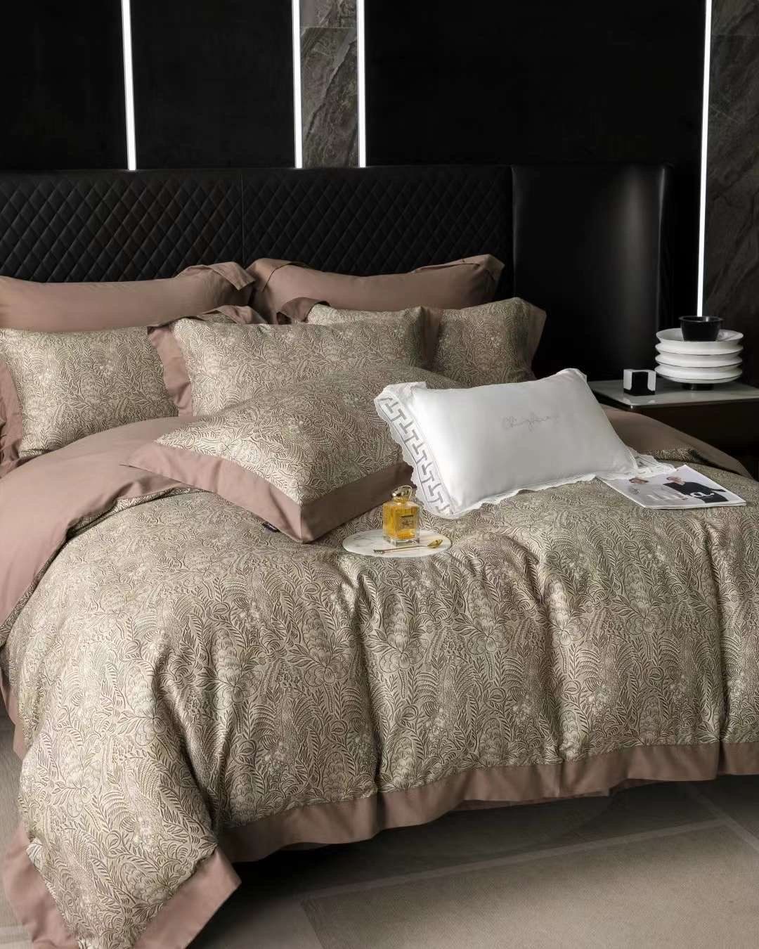 Bộ Chăn Ga Tencel Pima 100s Chingshuan - Hoa Nâu