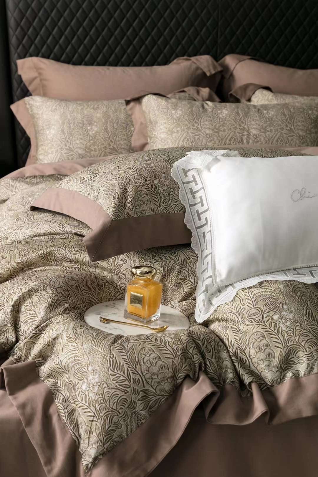 Bộ Chăn Ga Tencel Pima 100s Chingshuan - Hoa Nâu