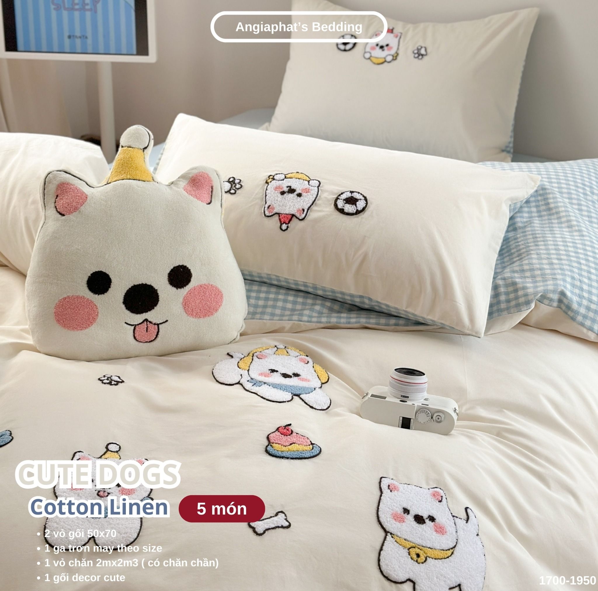 Bộ Chăn Ga Cotton Linen Kids / Cho Bé - Cute Dogs