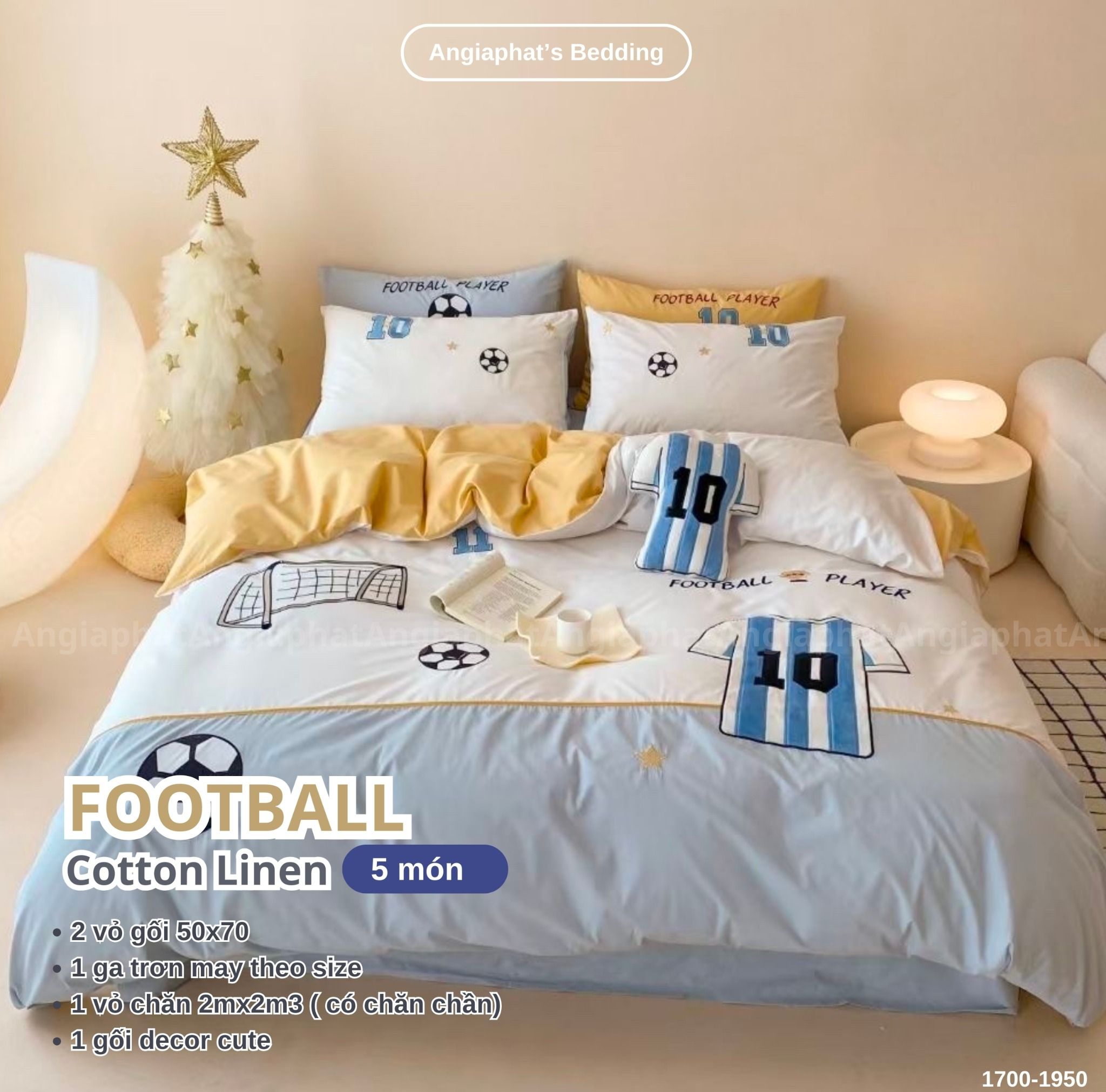 Bộ Chăn Ga Cotton Linen Kids / Cho Bé - Bóng Đá Messi