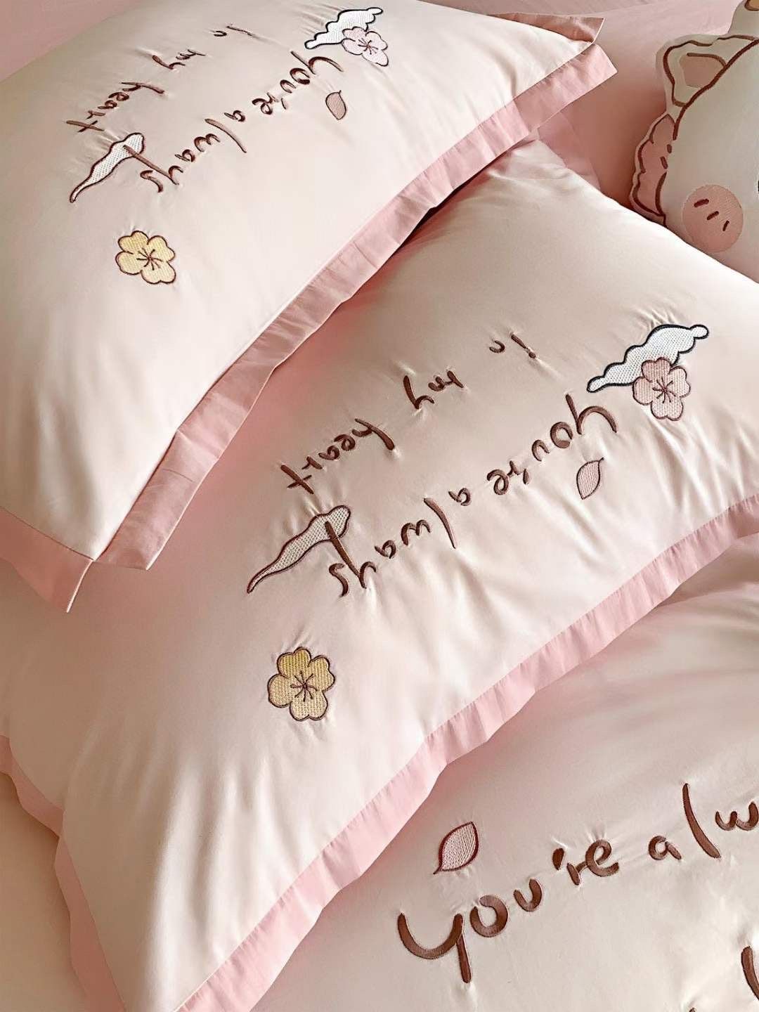 Bộ Chăn Ga Cotton Linen Kids - Kì Lân Hồng