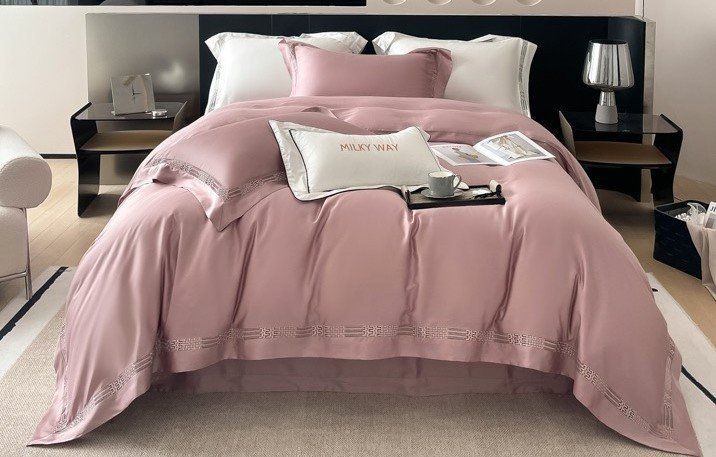 Bộ Chăn Ga Tencel 100s Viền - Hồng