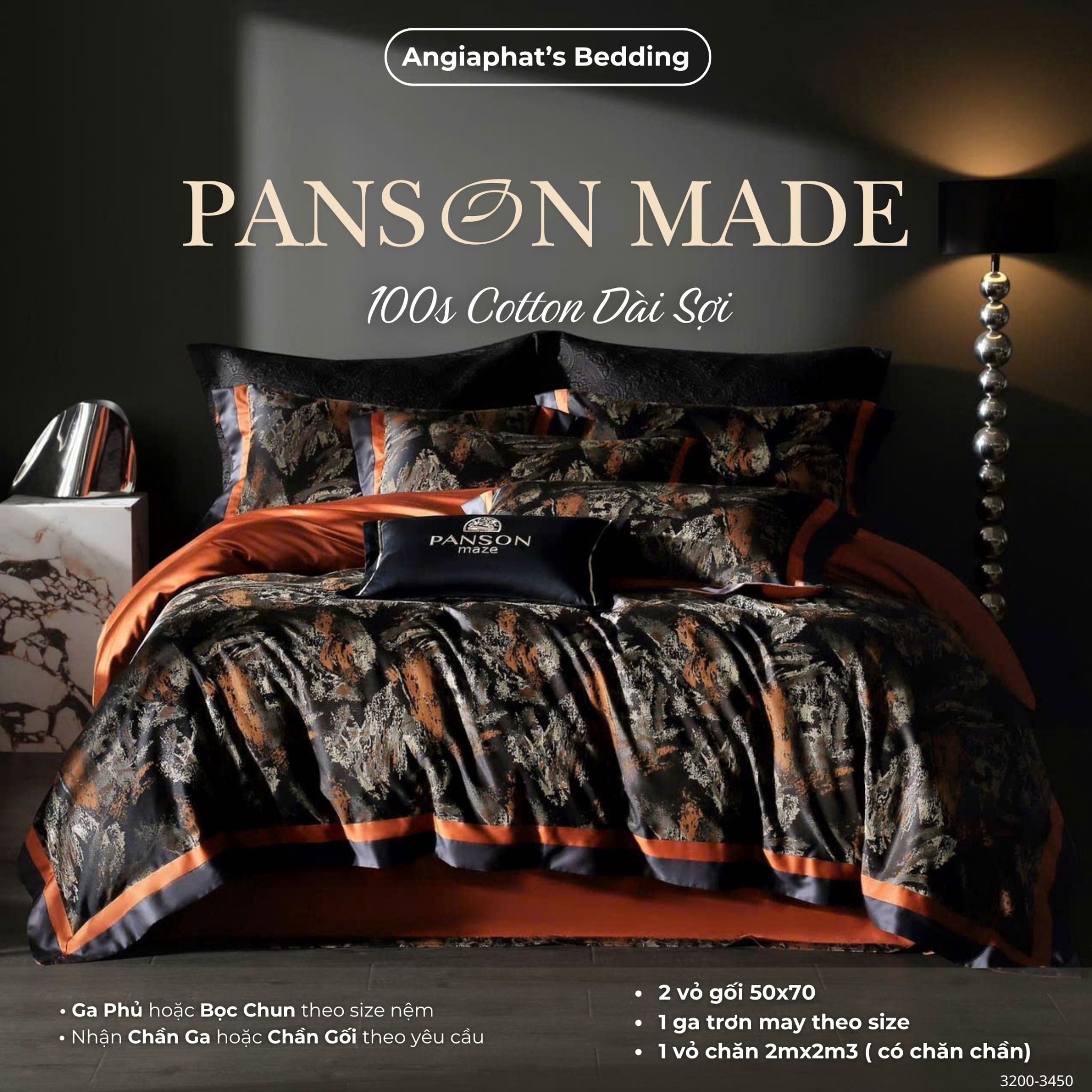 Set Chăn Ga Gấm Dệt Tơ Tằm mix Cotton Úc - PANSON MAZE - Màu 1