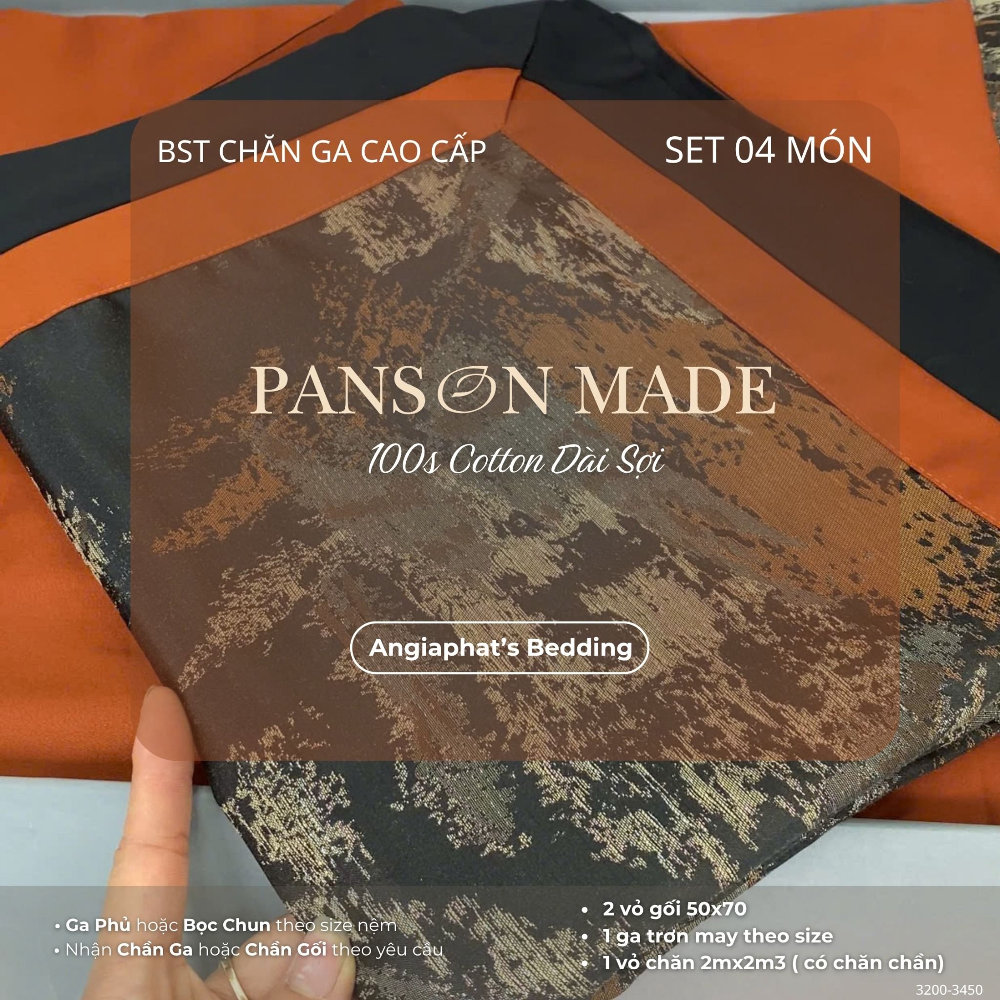 Set Chăn Ga Gấm Dệt Tơ Tằm mix Cotton Úc - PANSON MAZE - Màu 1