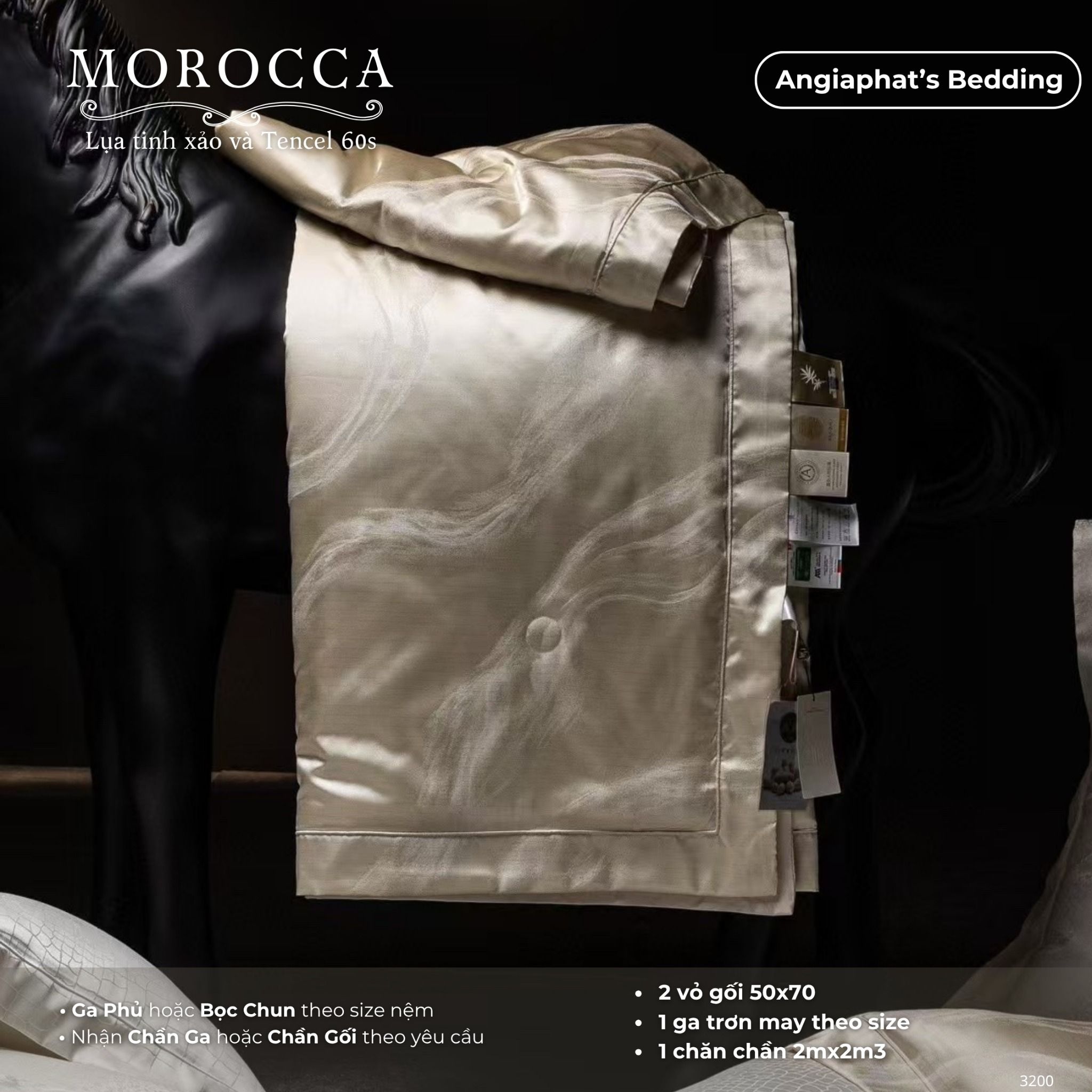 Set Chăn Hè Ga Trần Phủ - Lụa Mix Tencel 60s - Morocca - Màu 1