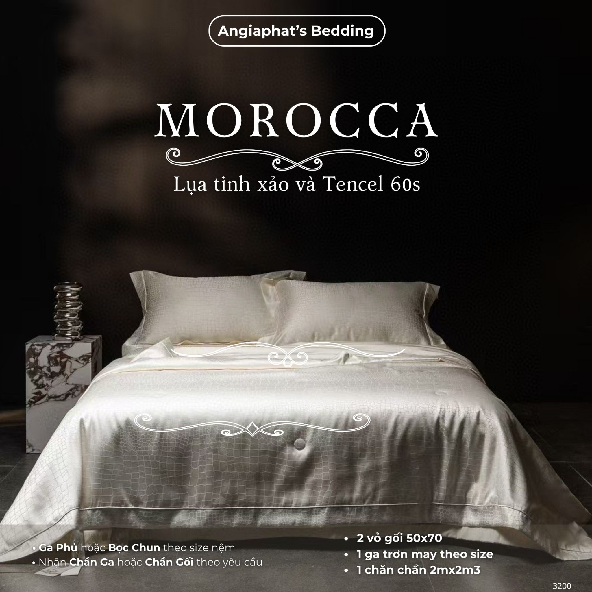 Set Chăn Hè Ga Trần Phủ - Lụa Mix Tencel 60s - Morocca - Màu 2