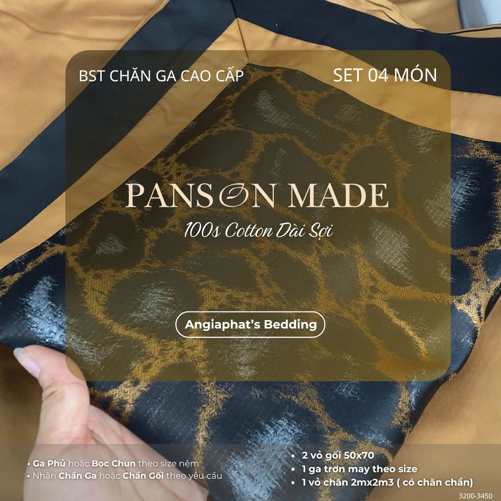 Set Chăn Ga Gấm Dệt Tơ Tằm mix Cotton Úc - PANSON MAZE - Màu 2