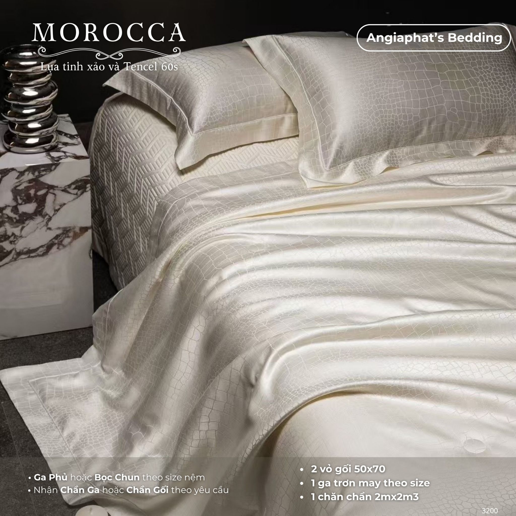 Set Chăn Hè Ga Trần Phủ - Lụa Mix Tencel 60s - Morocca - Màu 2