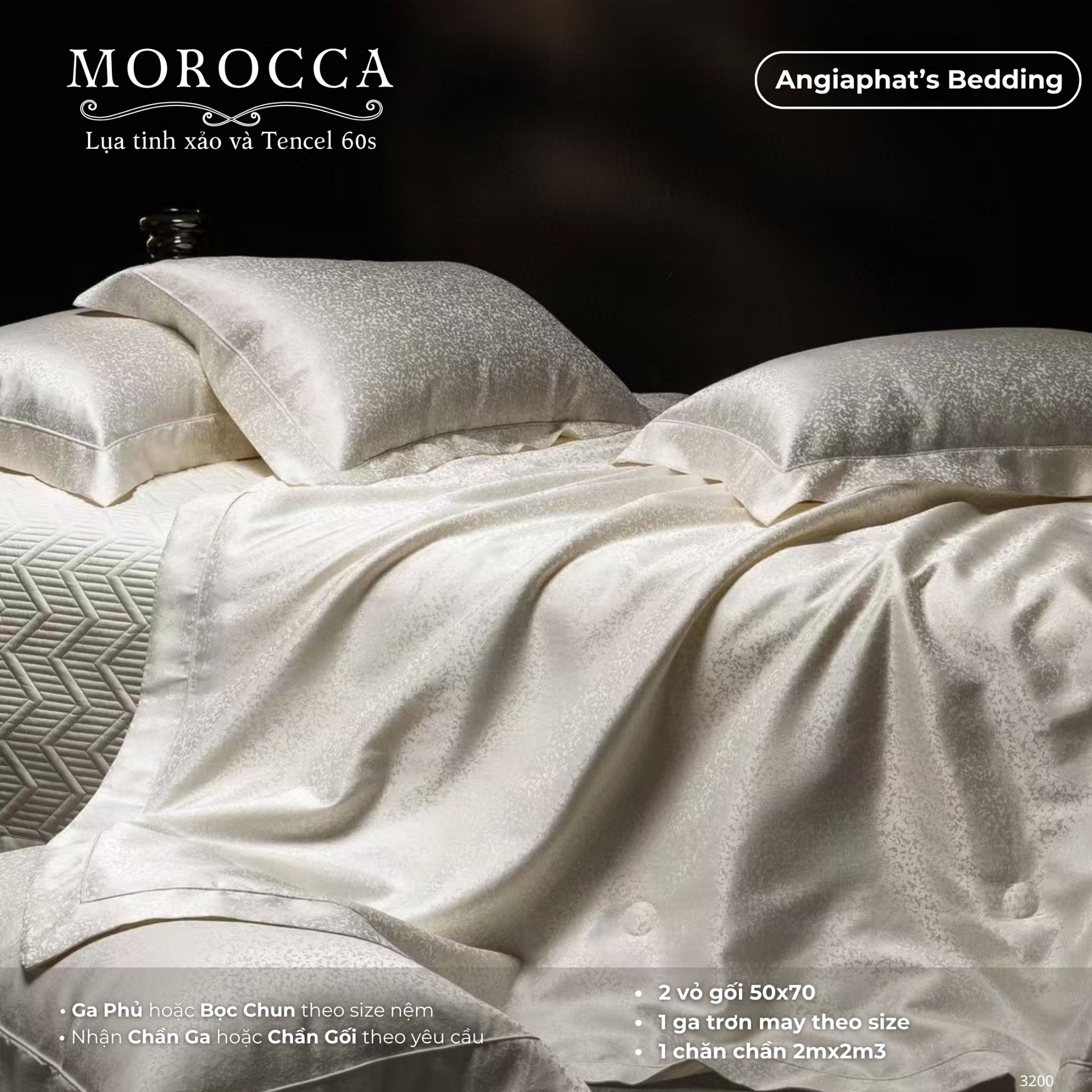 Set Chăn Hè Ga Trần Phủ - Lụa Mix Tencel 60s - Morocca - Màu 3