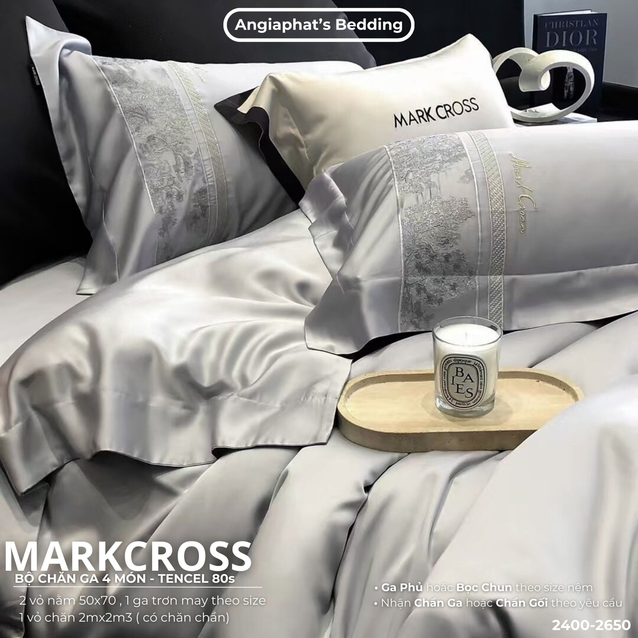 Set Chăn Ga Tencel 80S Thêu Markcross 2025 - Màu 3