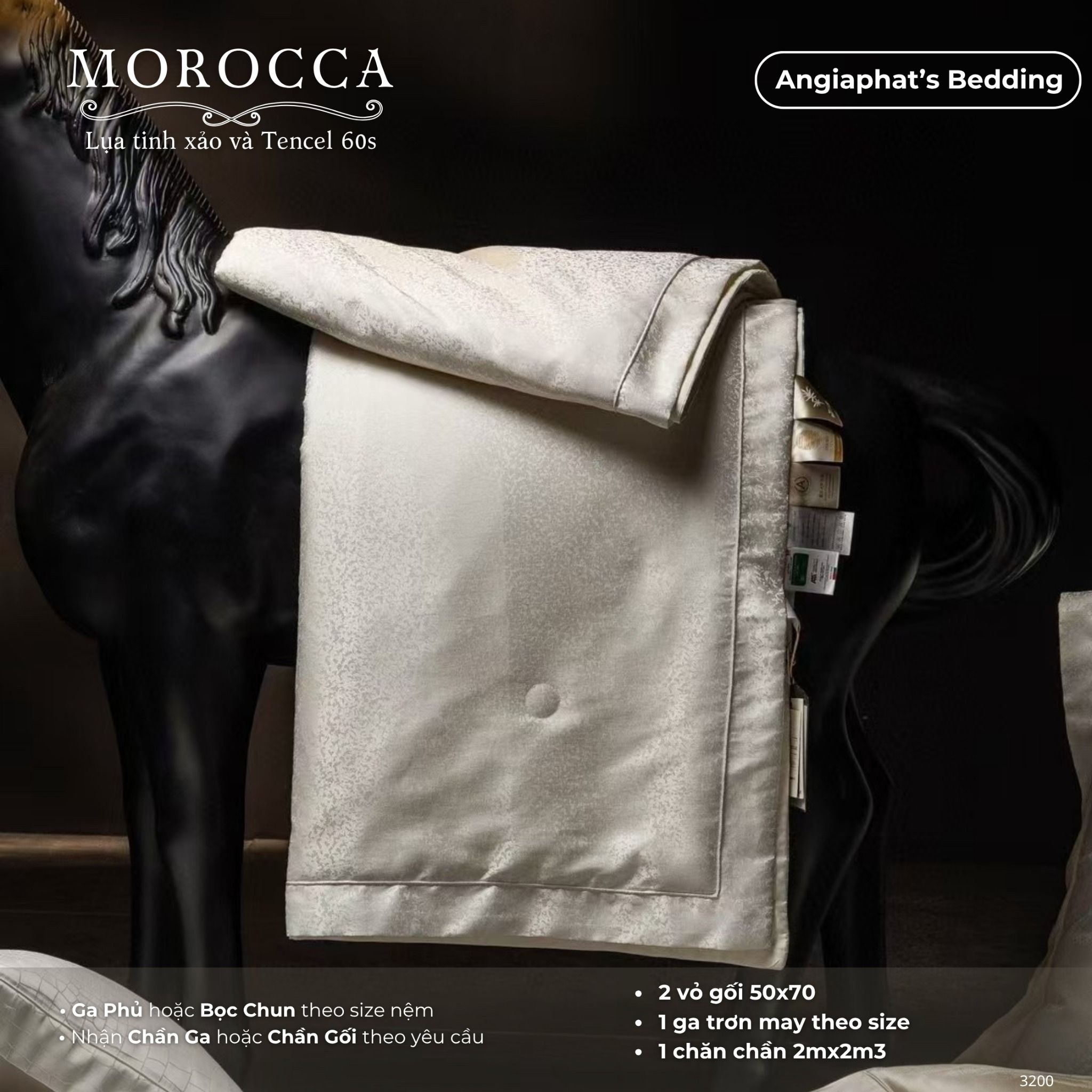 Set Chăn Hè Ga Trần Phủ - Lụa Mix Tencel 60s - Morocca - Màu 3