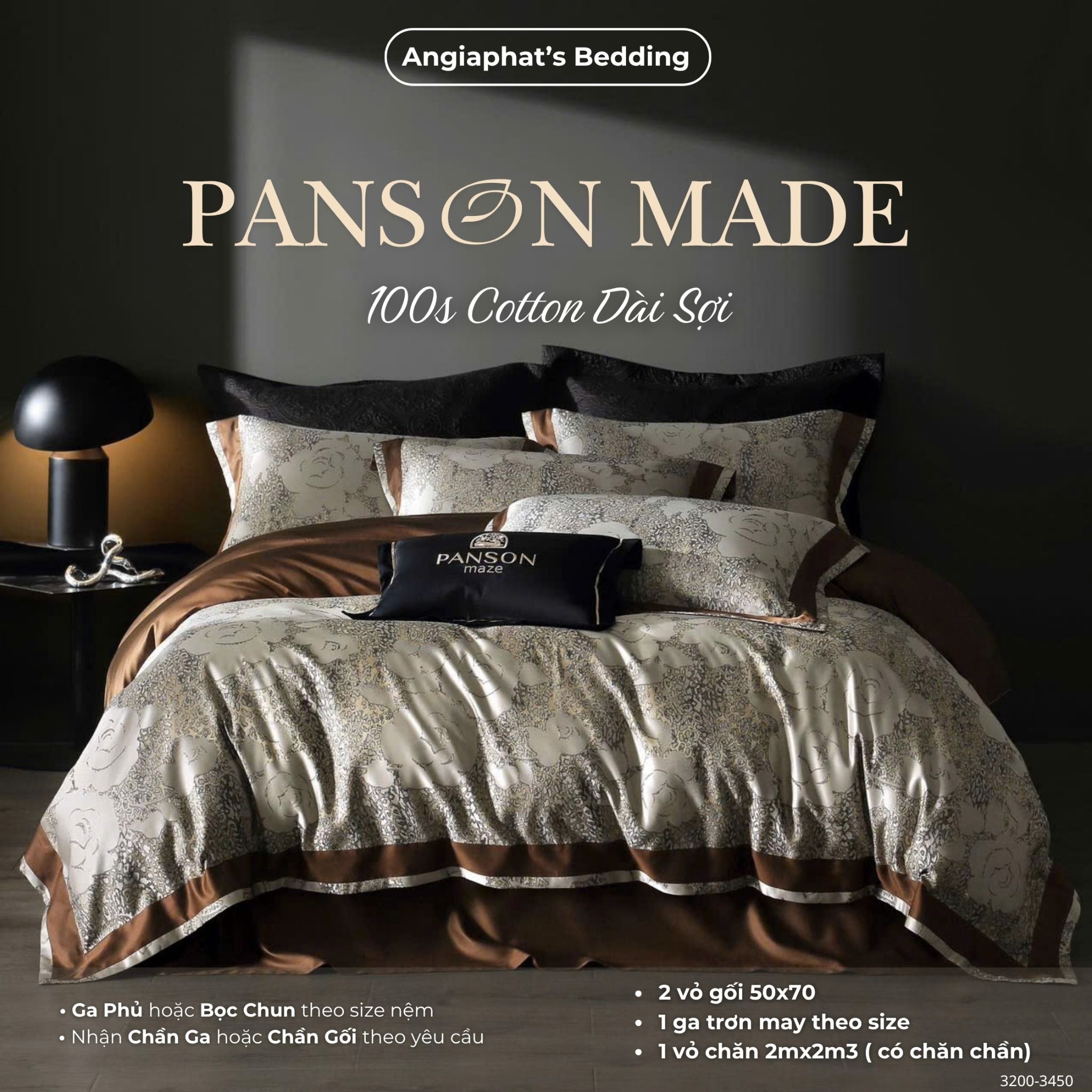 Set Chăn Ga Gấm Dệt Tơ Tằm mix Cotton Úc - PANSON MAZE - Màu 4