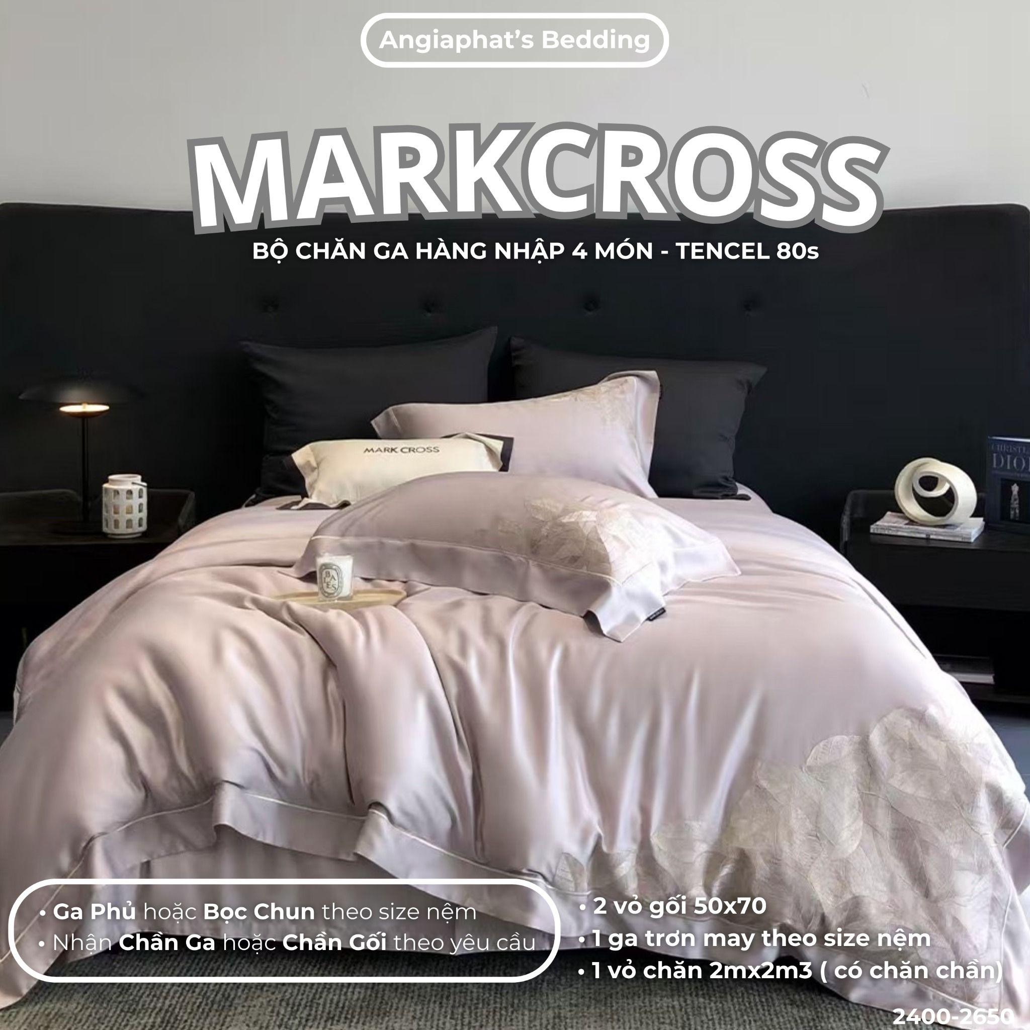 Set Chăn Ga Tencel 80S Thêu Markcross 2025 - Màu 4