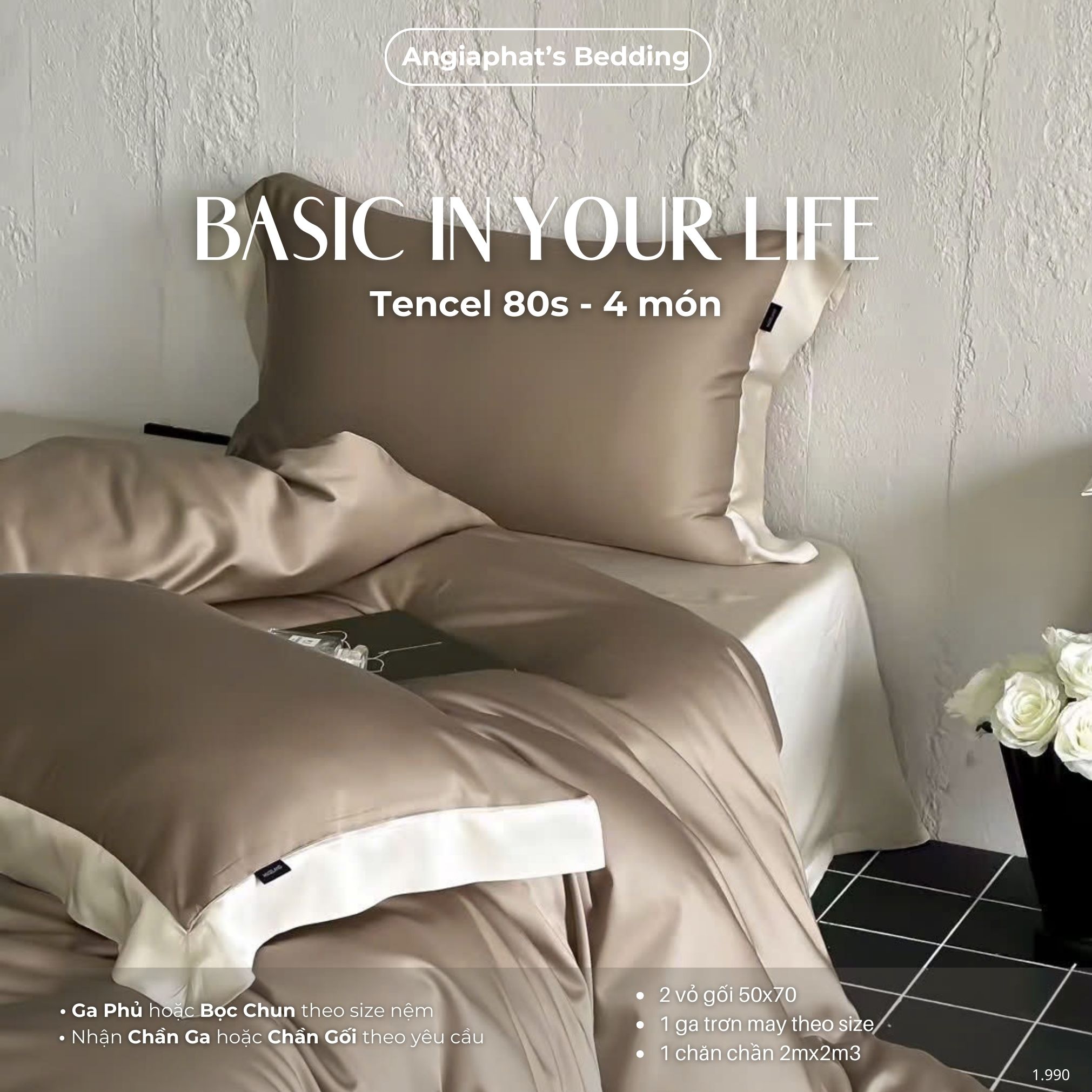 Set Chăn Ga Tencel 80S - BASIC IN YOUR LIFFE - Màu 4