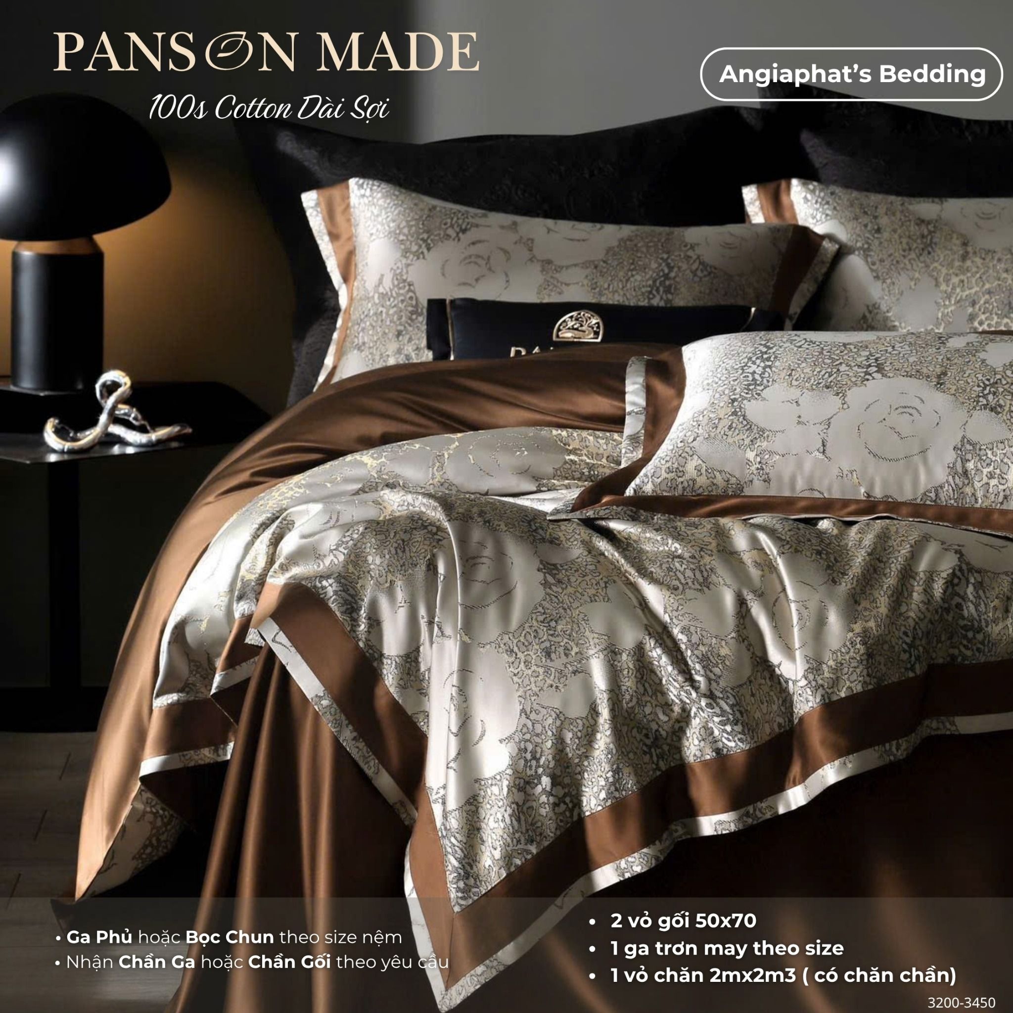 Set Chăn Ga Gấm Dệt Tơ Tằm mix Cotton Úc - PANSON MAZE - Màu 4