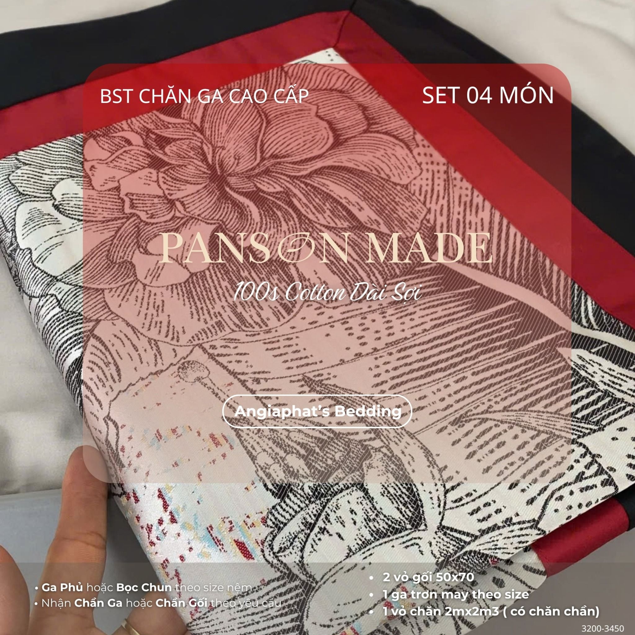 Set Chăn Ga Gấm Dệt Tơ Tằm mix Cotton Úc - PANSON MAZE - Màu 5