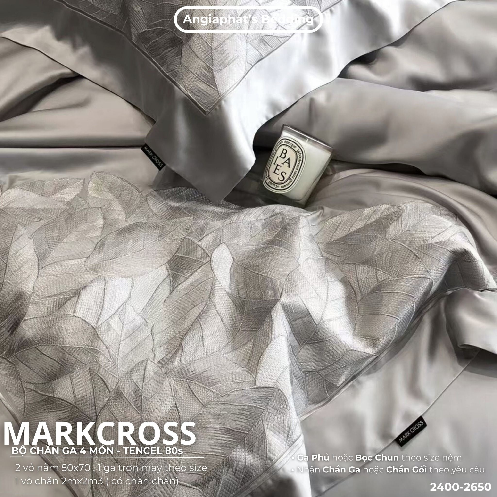 Set Chăn Ga Tencel 80S Thêu Markcross 2025 - Màu 6