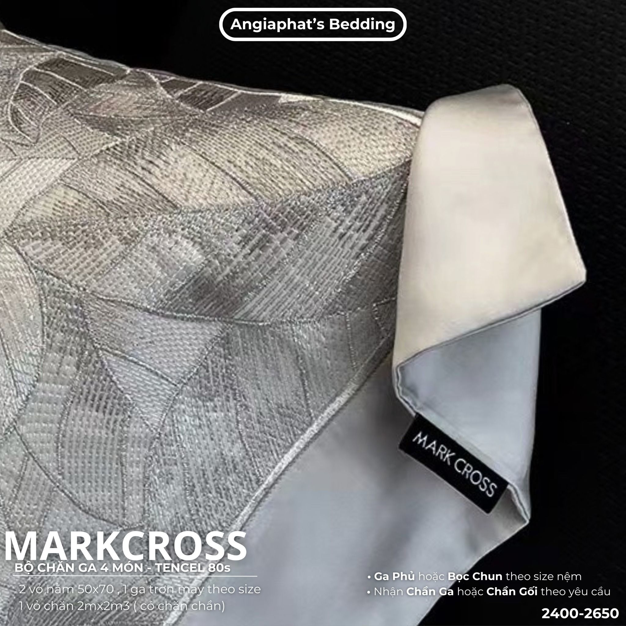 Set Chăn Ga Tencel 80S Thêu Markcross 2025 - Màu 6