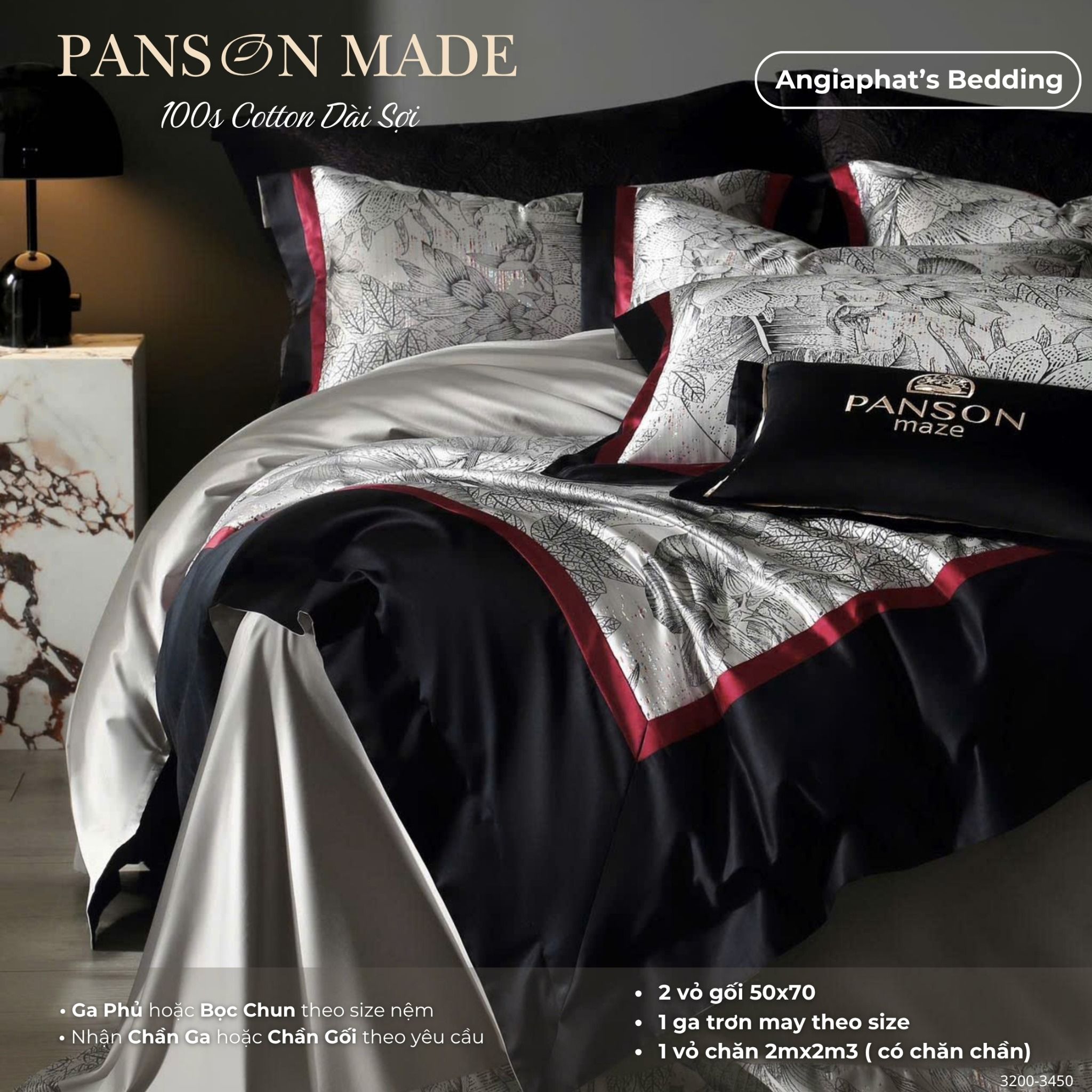 Set Chăn Ga Gấm Dệt Tơ Tằm mix Cotton Úc - PANSON MAZE - Màu 5