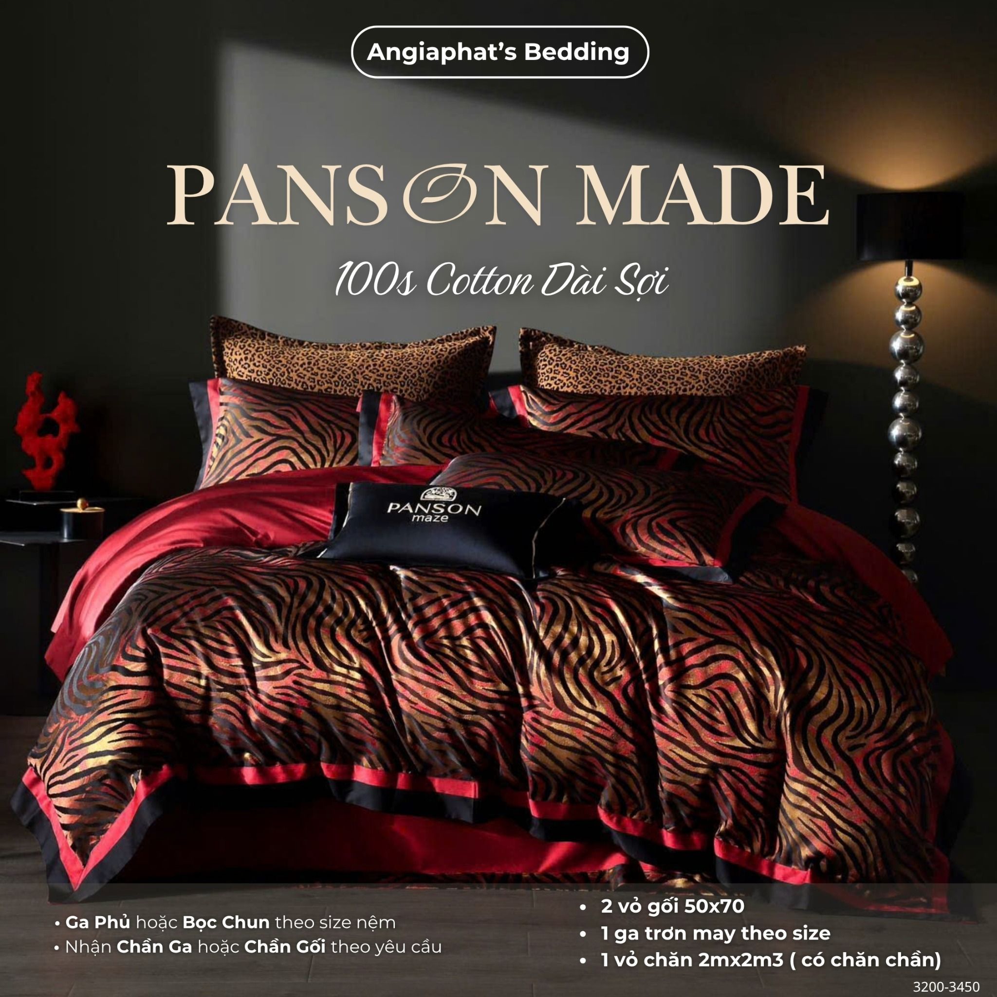 Set Chăn Ga Gấm Dệt Tơ Tằm mix Cotton Úc - PANSON MAZE - Màu 6