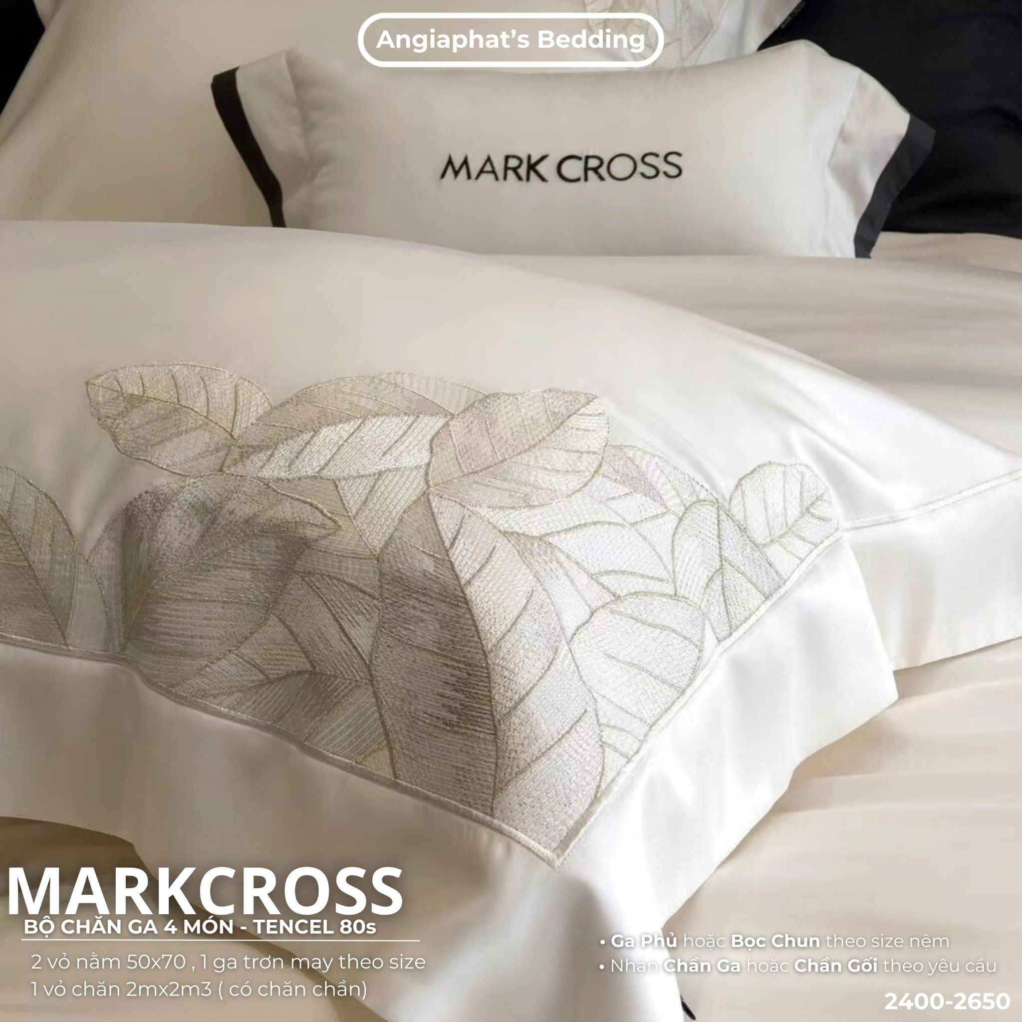 Set Chăn Ga Tencel 80S Thêu Markcross 2025 - Màu 5