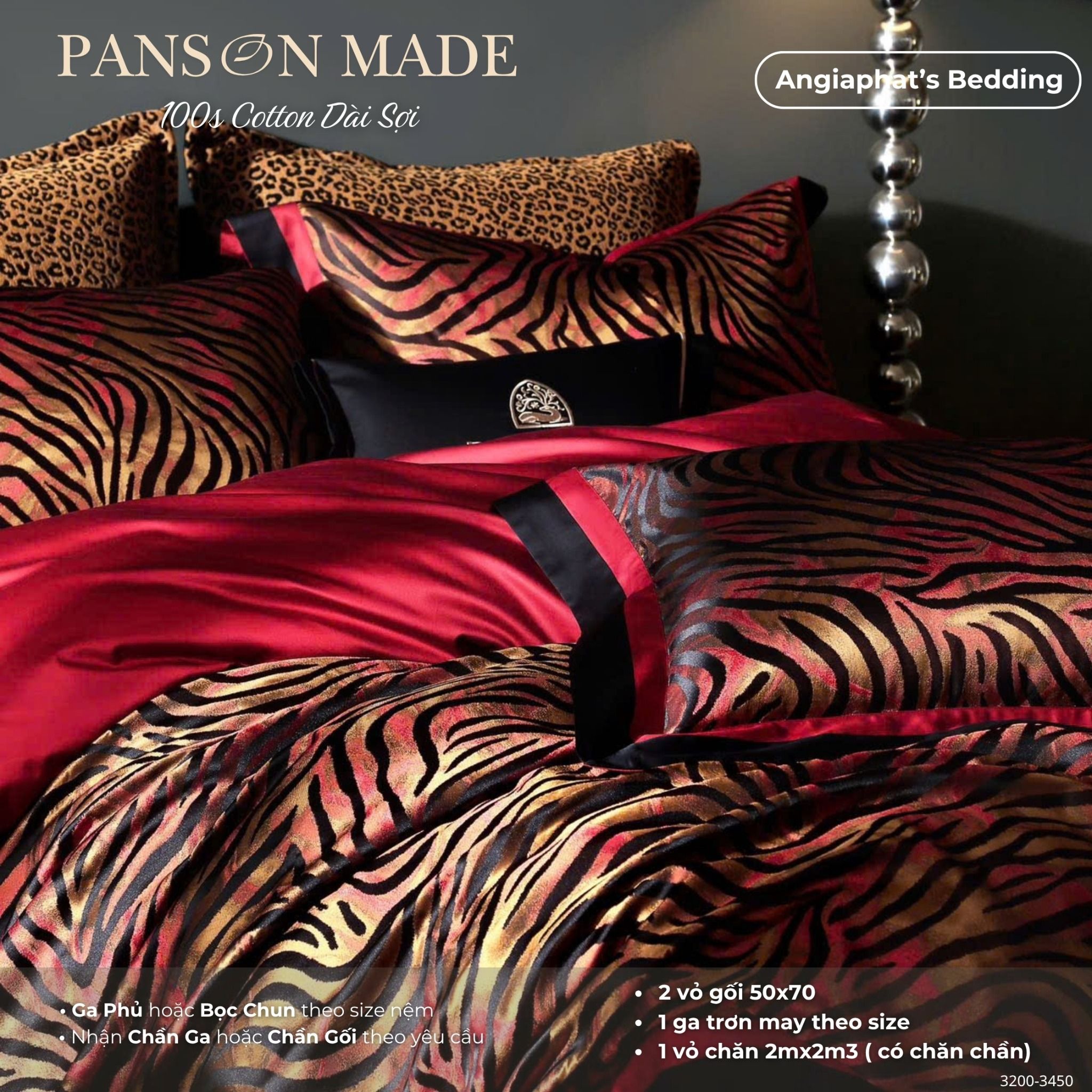 Set Chăn Ga Gấm Dệt Tơ Tằm mix Cotton Úc - PANSON MAZE - Màu 6