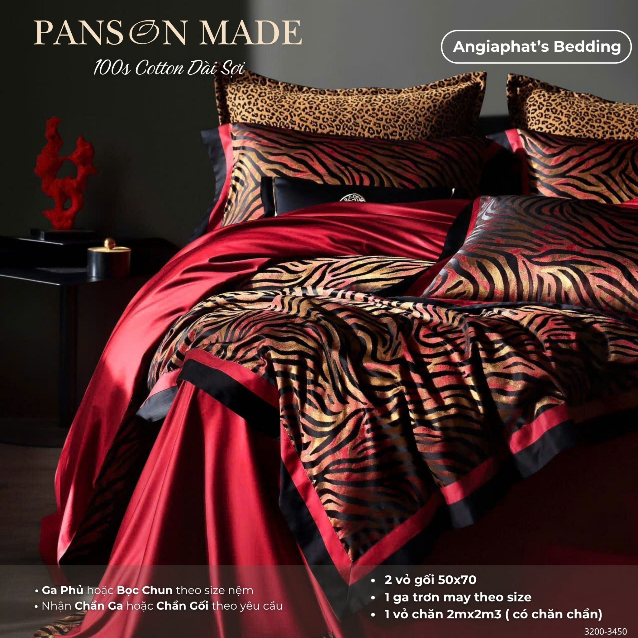 Set Chăn Ga Gấm Dệt Tơ Tằm mix Cotton Úc - PANSON MAZE - Màu 6