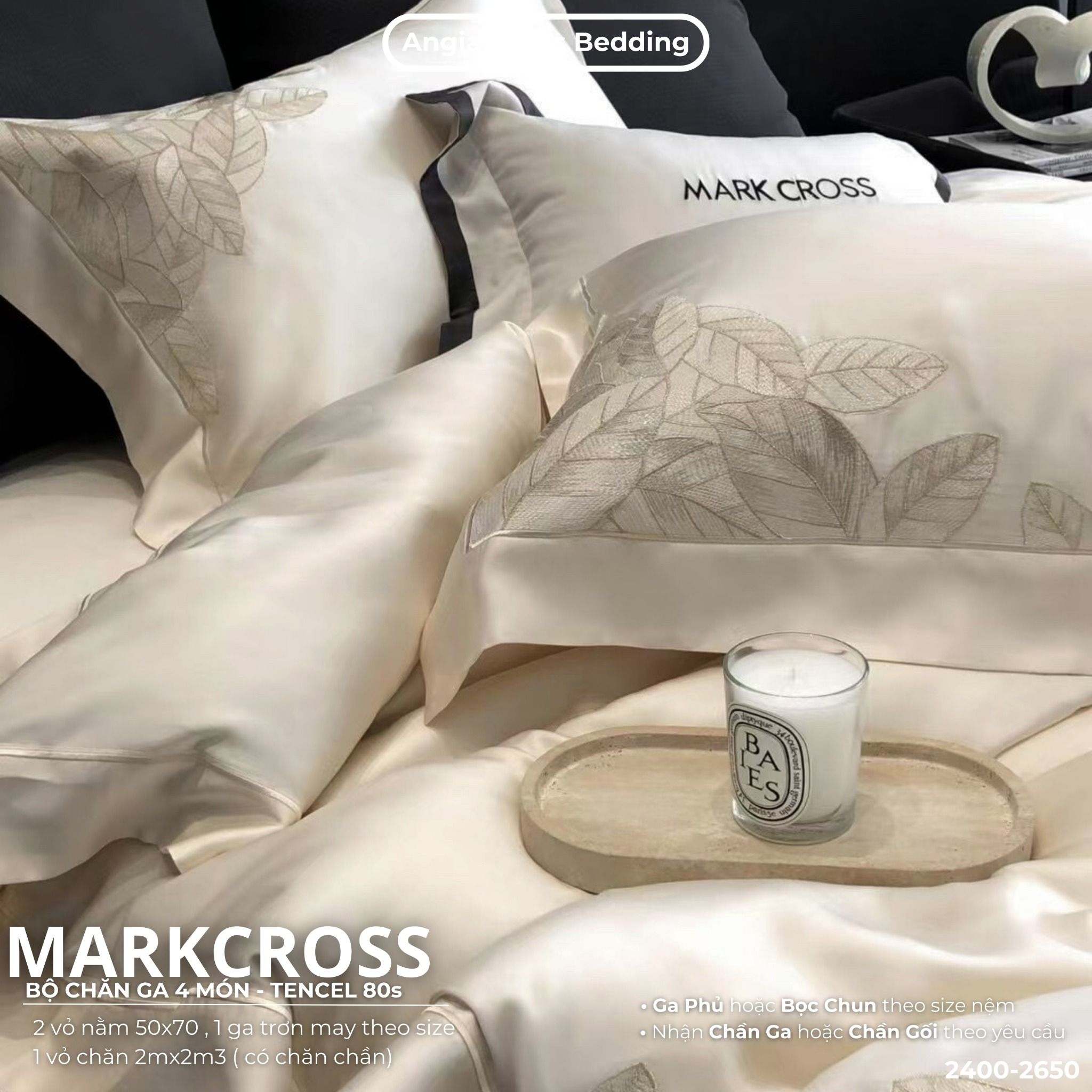 Set Chăn Ga Tencel 80S Thêu Markcross 2025 - Màu 5