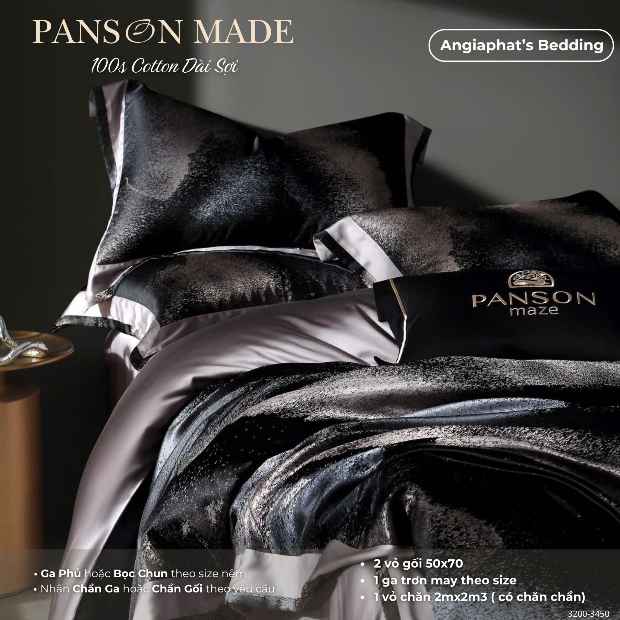 Set Chăn Ga Gấm Dệt Tơ Tằm mix Cotton Úc - PANSON MAZE - Màu 7