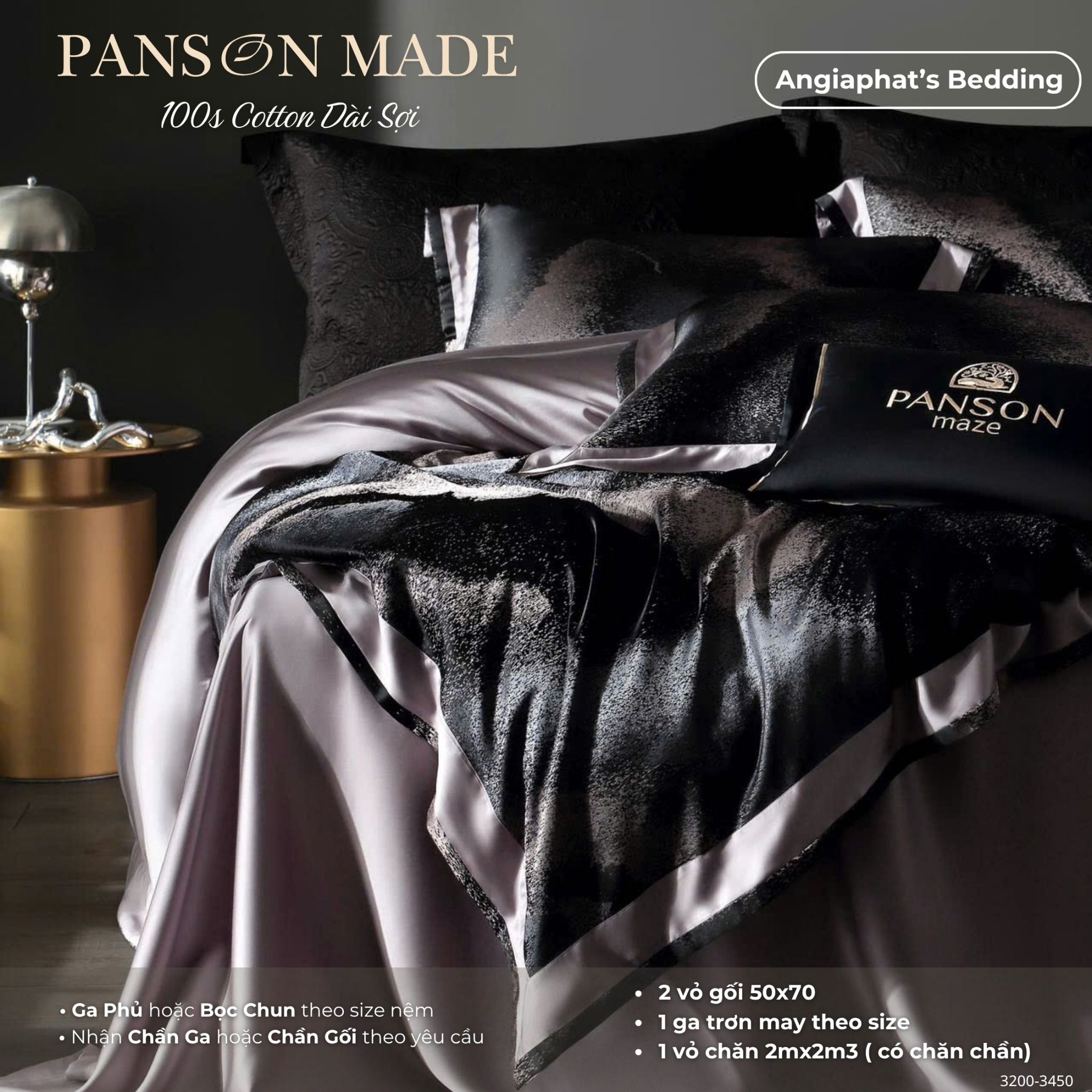Set Chăn Ga Gấm Dệt Tơ Tằm mix Cotton Úc - PANSON MAZE - Màu 7
