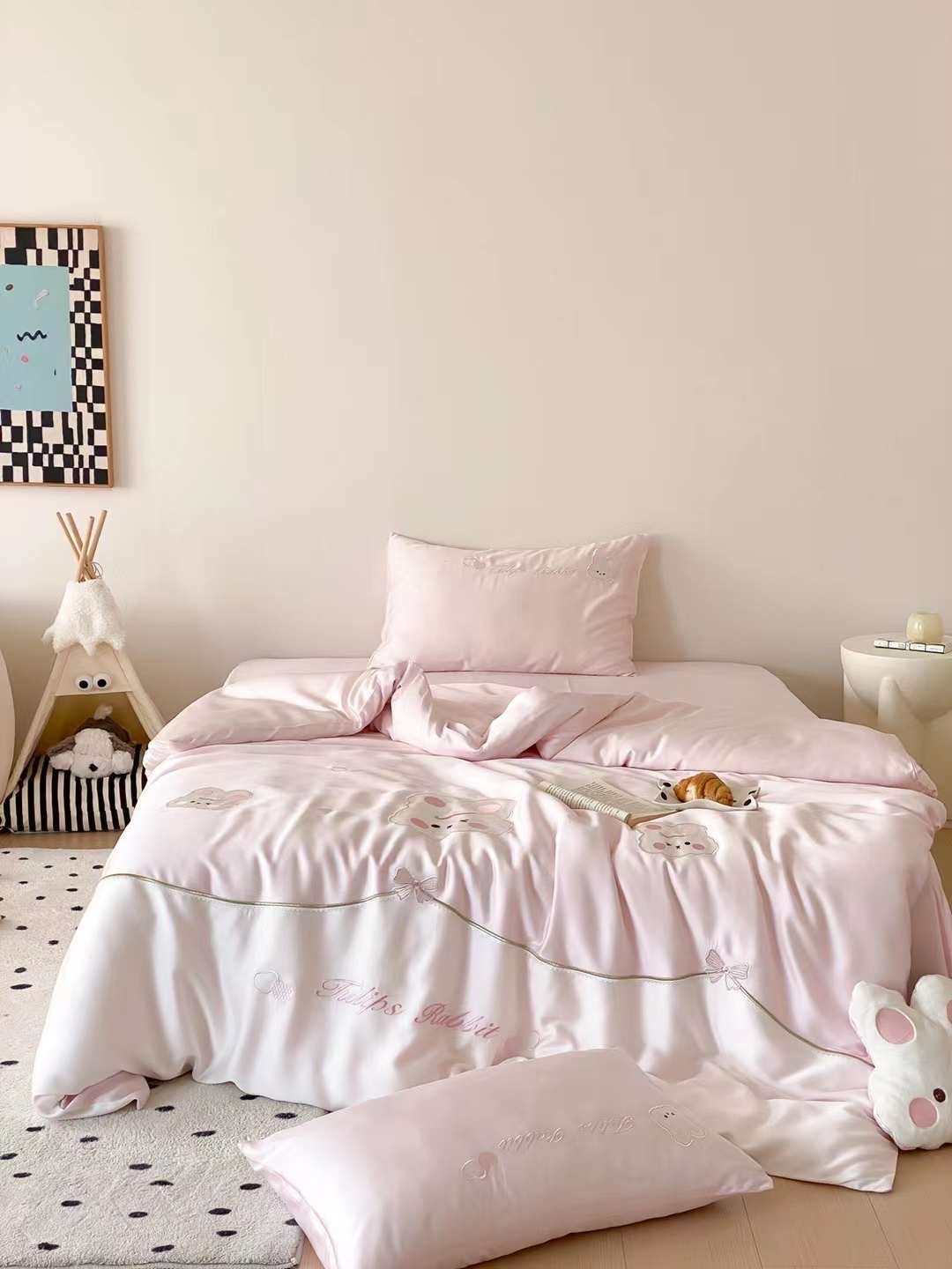 Bộ Chăn Ga Tencel 100s Cho Bé - Tulip Rabbit