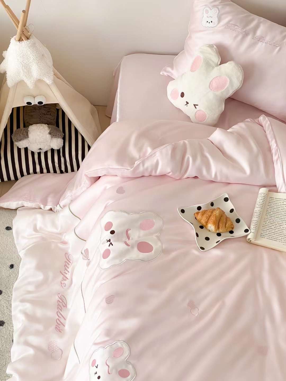 Bộ Chăn Ga Tencel 100s Cho Bé - Tulip Rabbit