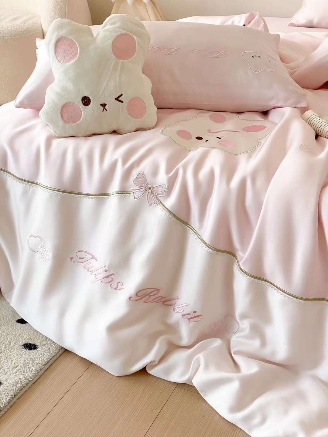 Bộ Chăn Ga Tencel 100s Cho Bé - Tulip Rabbit