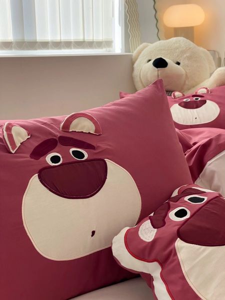  Bộ Vỏ Chăn Ga Gối Trẻ Em - Cotton Linen Kids - Gấu Đỏ 