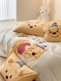  Bộ Vỏ Chăn Ga Gối Trẻ Em - Cotton Linen Kids - Gấu Poooh Vàng 