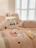  Bộ Chăn Ga Cotton Linen Kids - Thỏ Hồng 