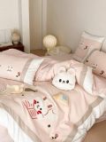  Bộ Chăn Ga Cotton Linen Kids - Thỏ Hồng 