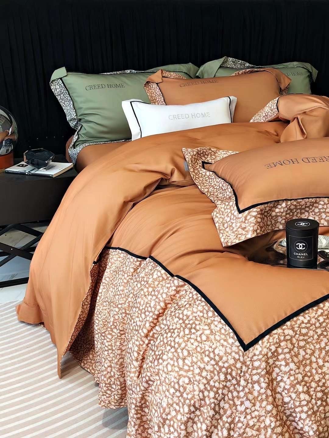 BỘ CHĂN GA LỤA SATIN 100S - MÀU CAM ĐẤT