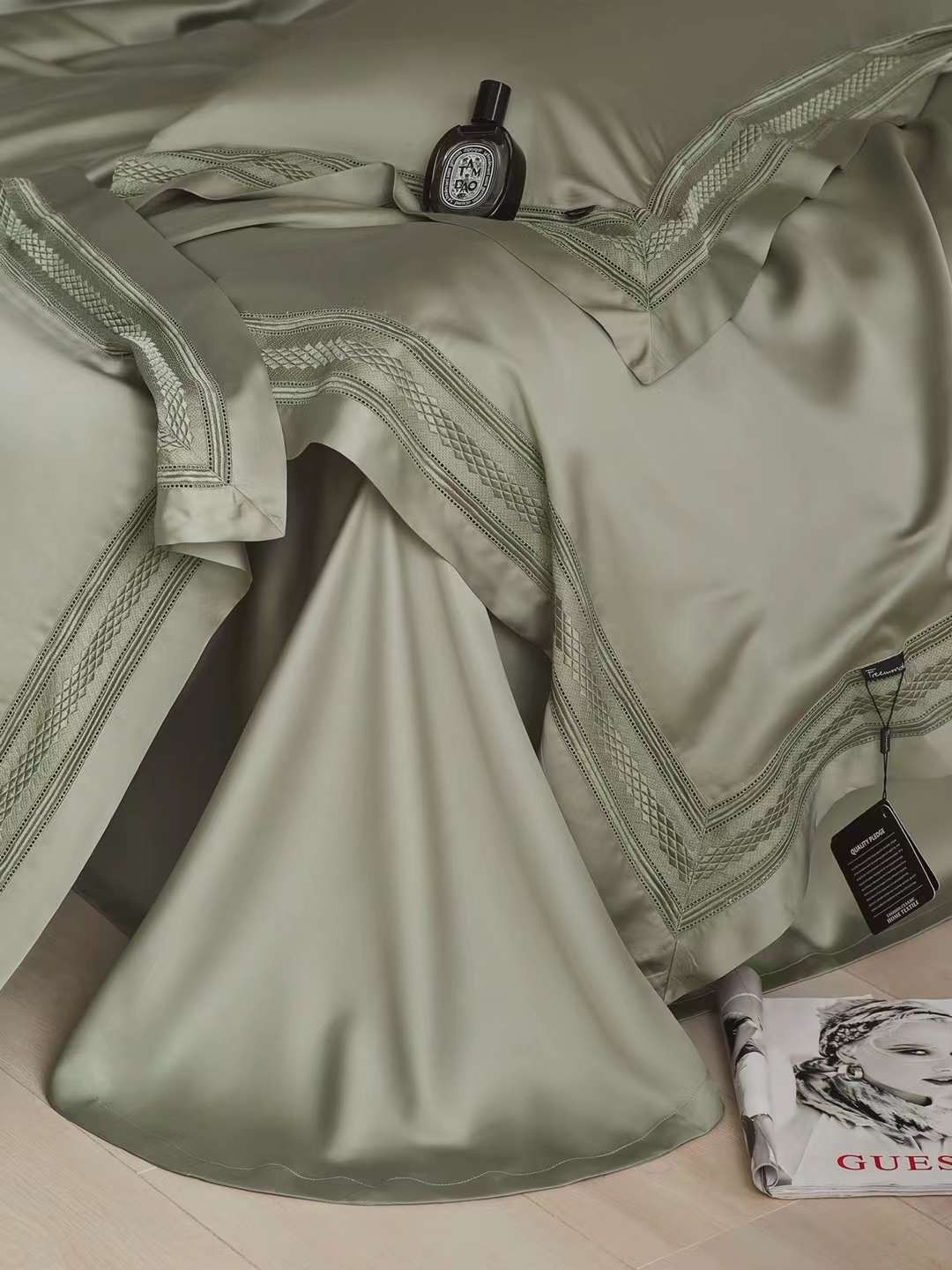 BỘ CHĂN GA TENCEL 120S FREEMONDE 2024 - MÀU XÁM XANH