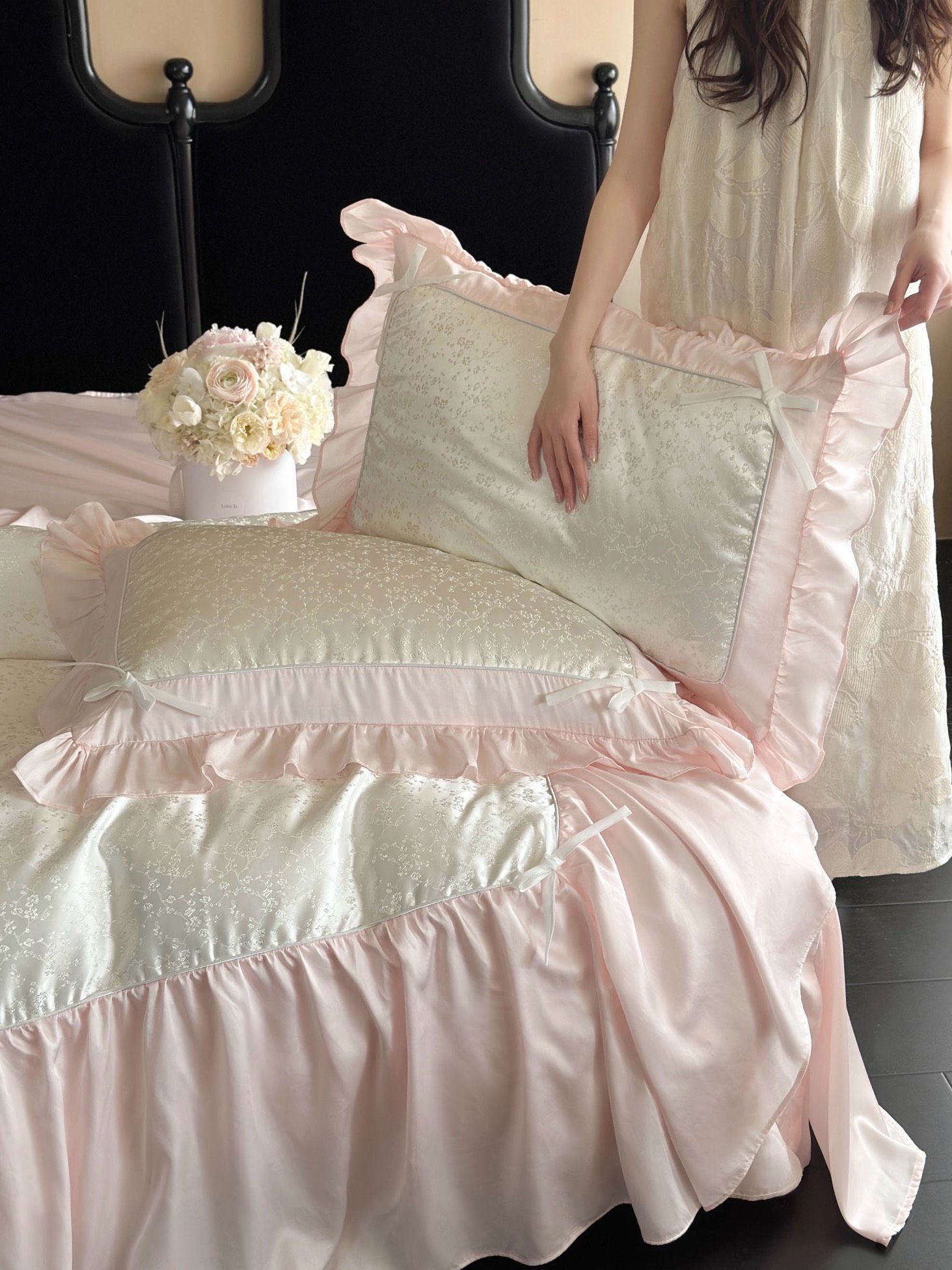 Tencel Young YZ Viền Hoa - Màu Hồng