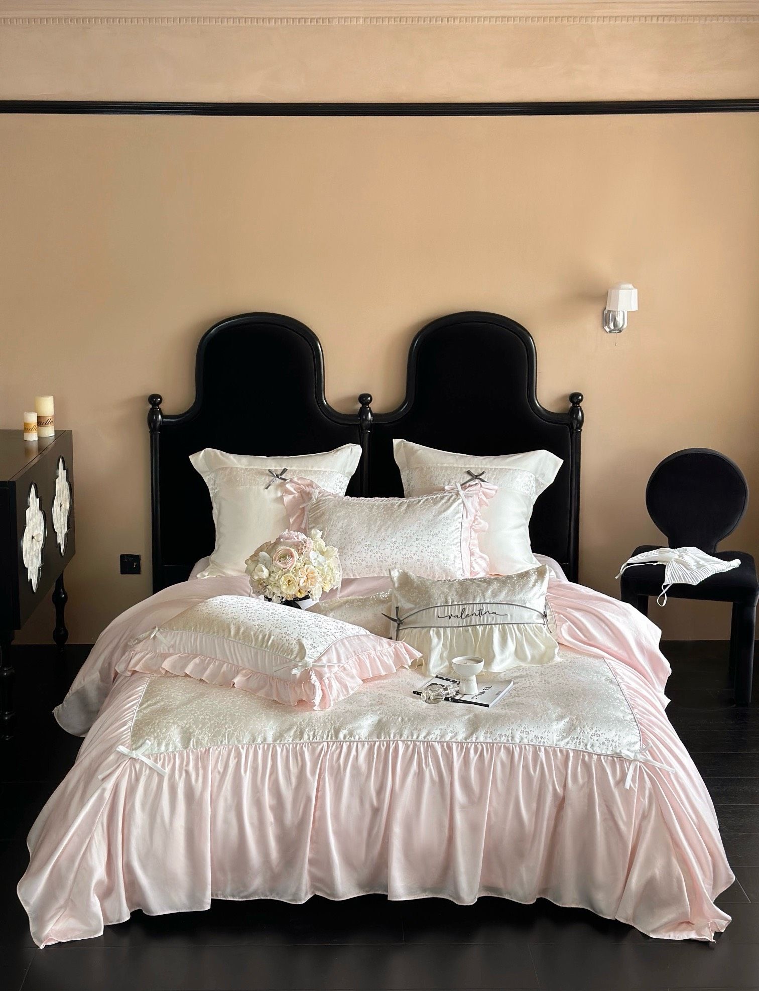 Tencel Young YZ Viền Hoa - Màu Hồng