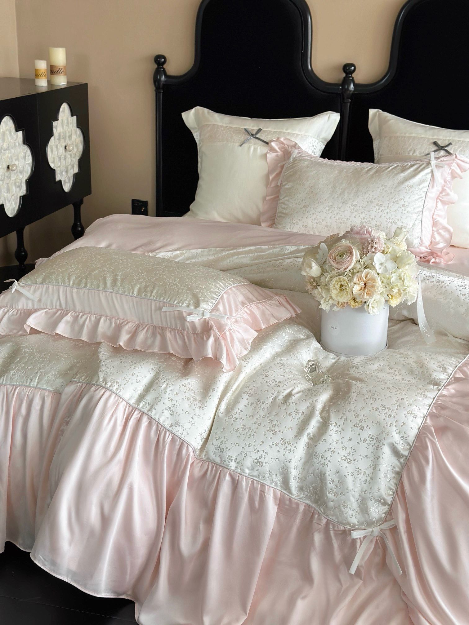 Tencel Young YZ Viền Hoa - Màu Hồng