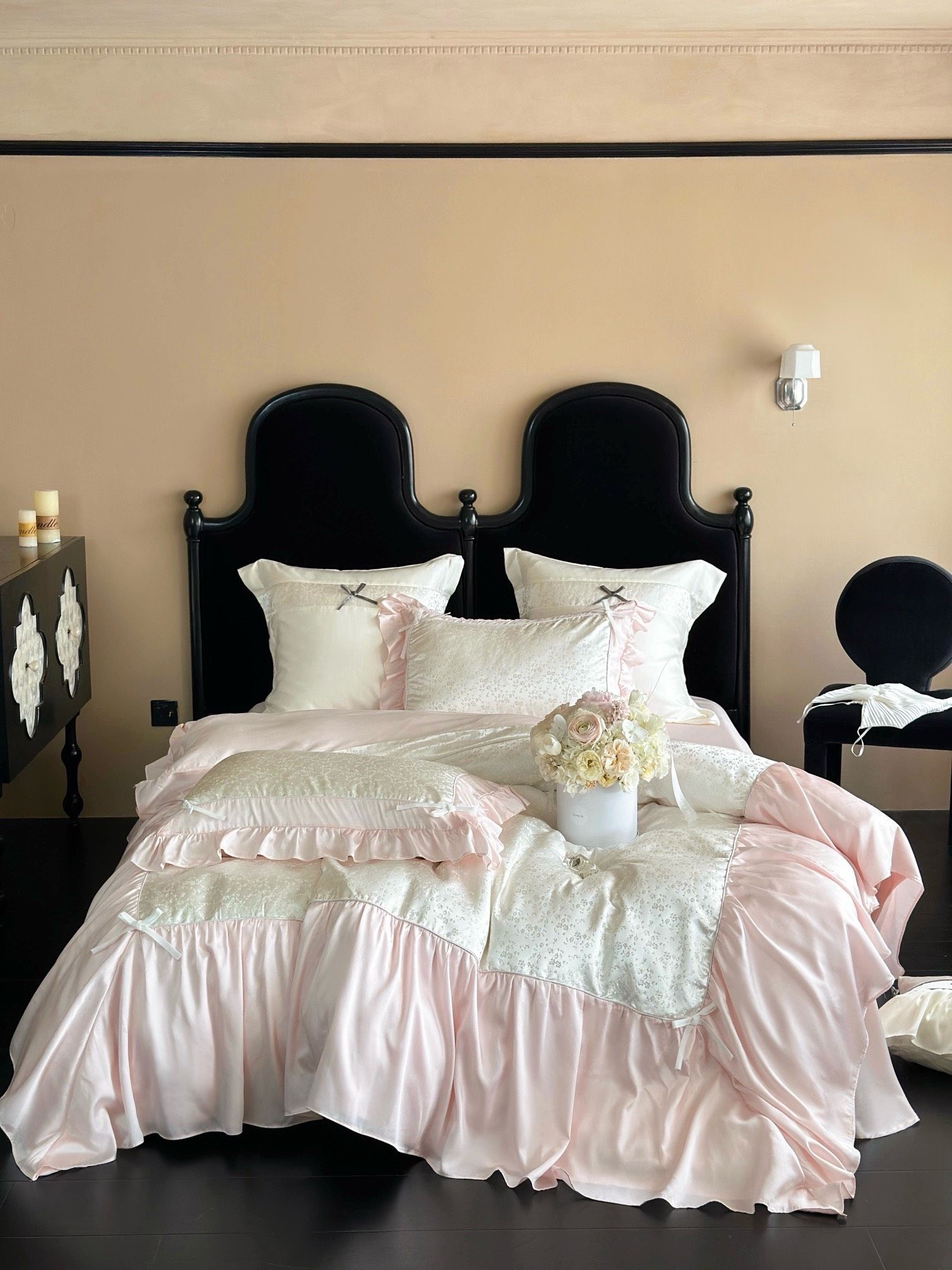 Tencel Young YZ Viền Hoa - Màu Hồng