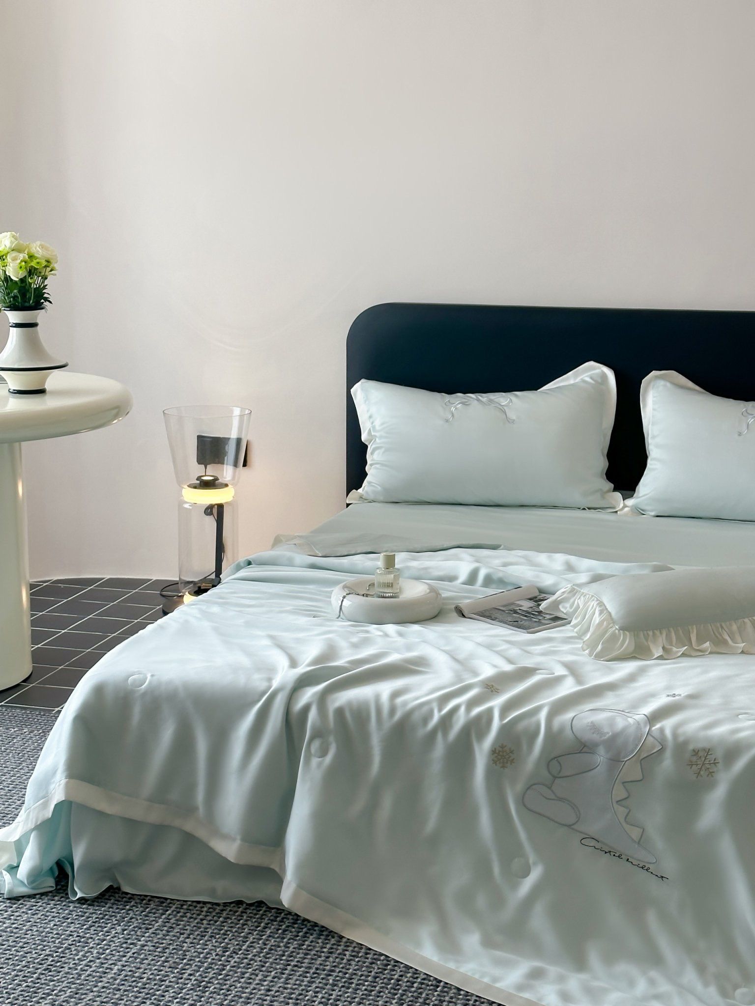 Chăn ga tencel chăn hè cho bé - Khủng long xanh