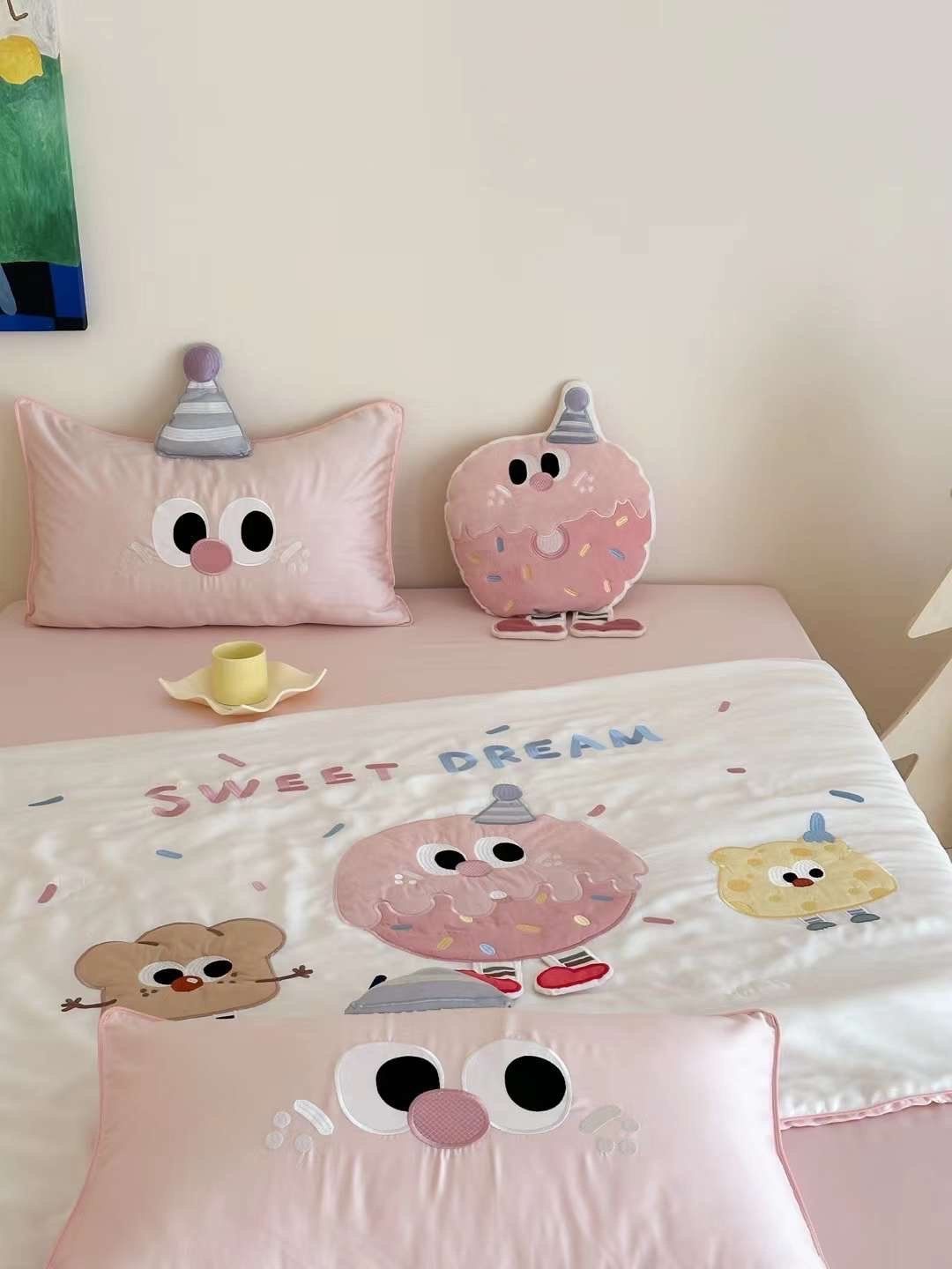 Chăn ga tencel chăn hè cho bé - Sweet dream Hồng