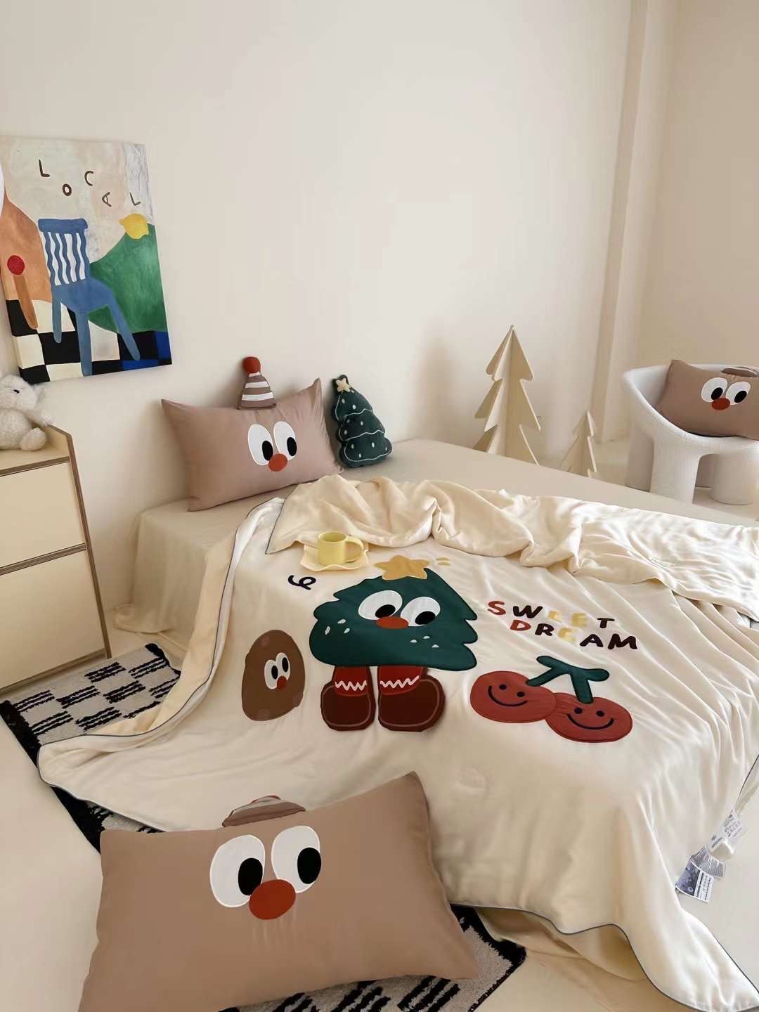 Chăn ga tencel chăn hè cho bé - Sweet dream Nâu