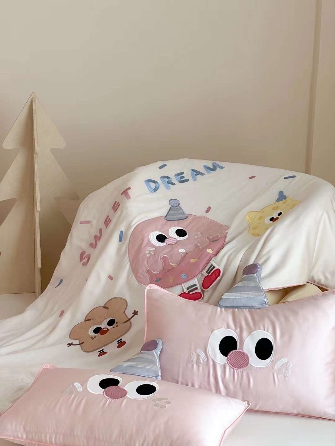 Chăn ga tencel chăn hè cho bé - Sweet dream Hồng