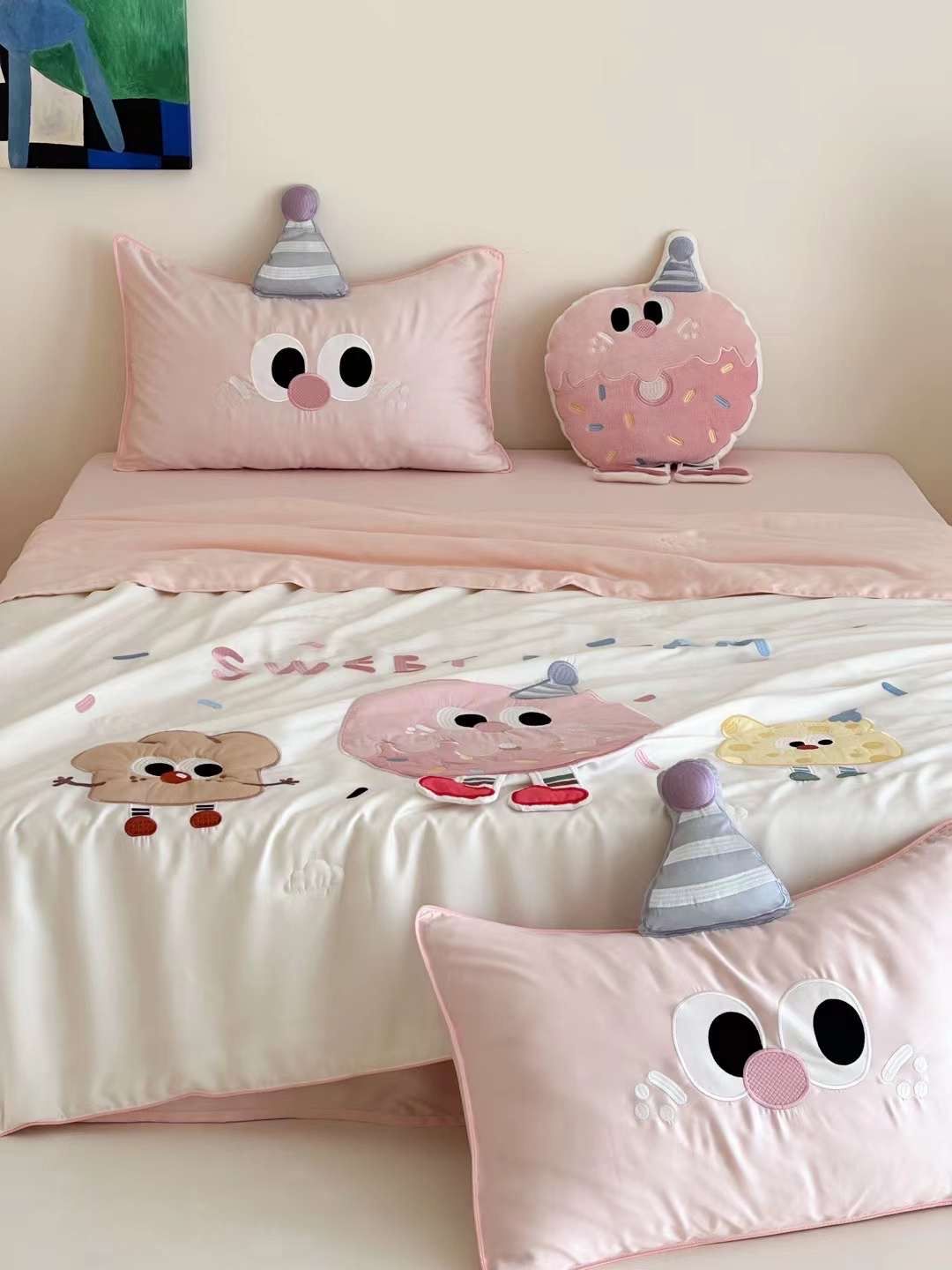 Chăn ga tencel chăn hè cho bé - Sweet dream Hồng